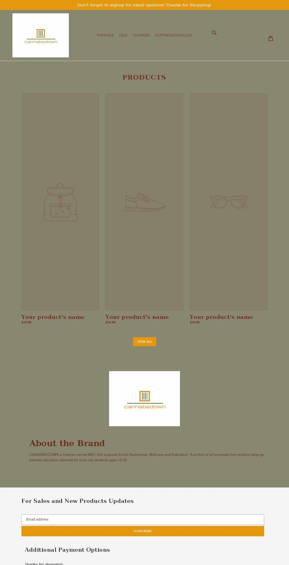 cannabedown.com shopify website screenshot