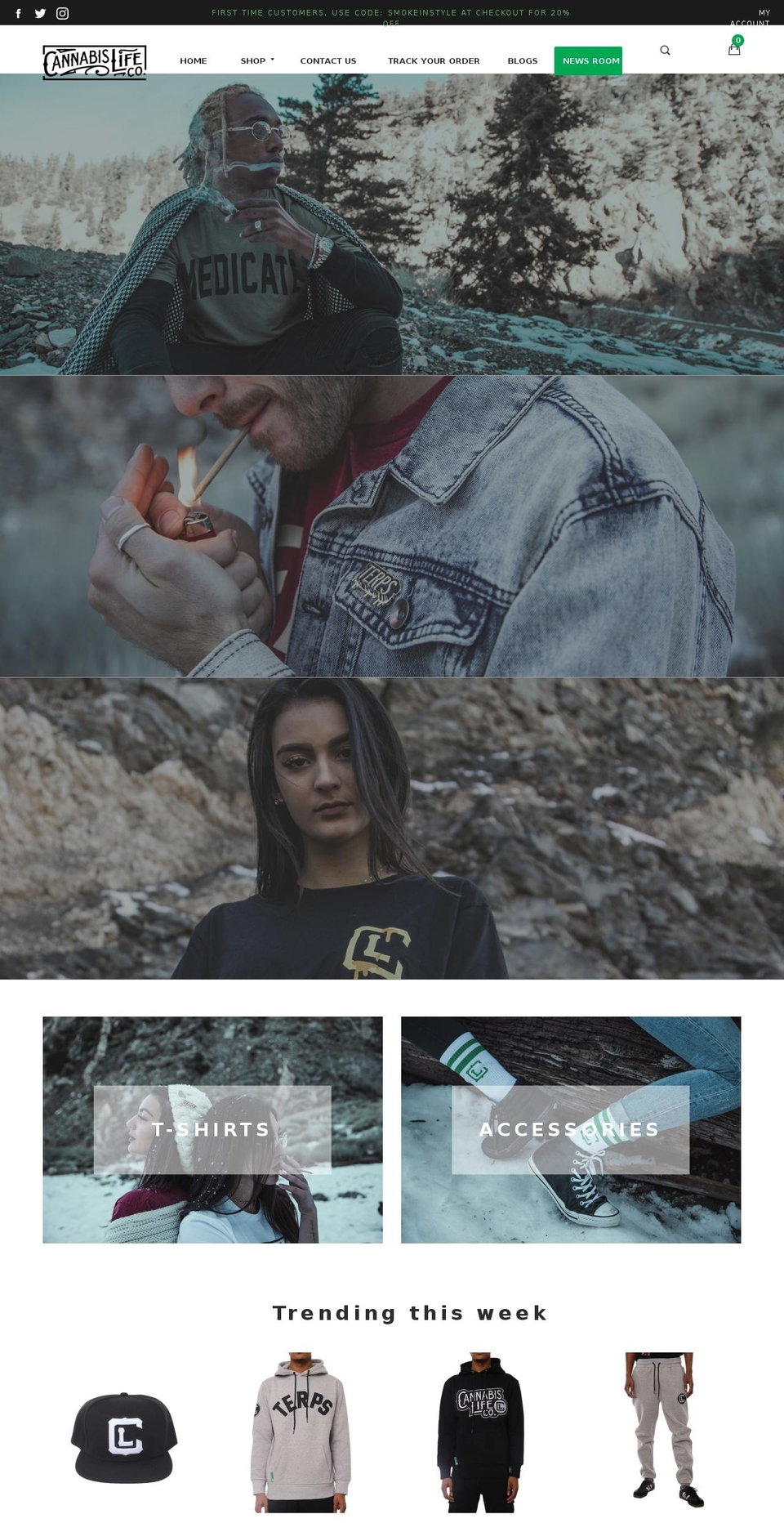 cannabislifeapparel.com — Shopify storefront screenshot