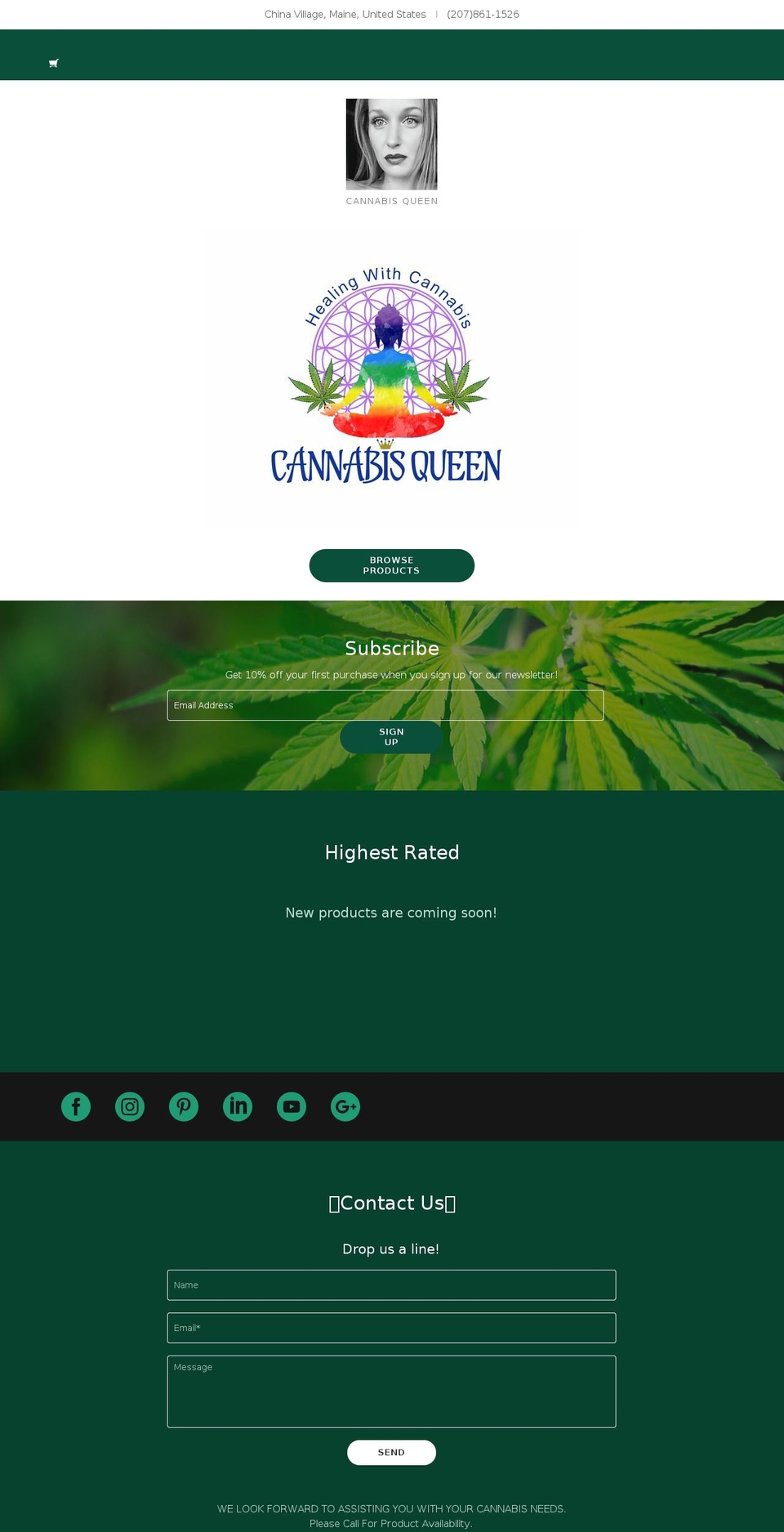 cannabisqueen.org shopify website screenshot