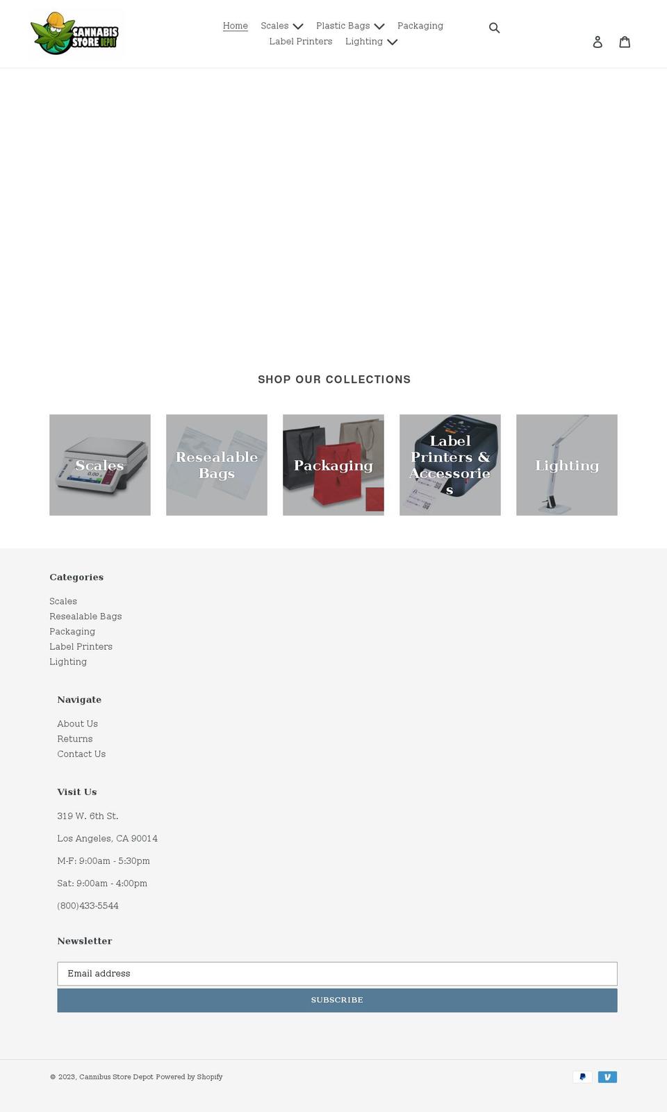 cannabisstoredepot.com shopify website screenshot