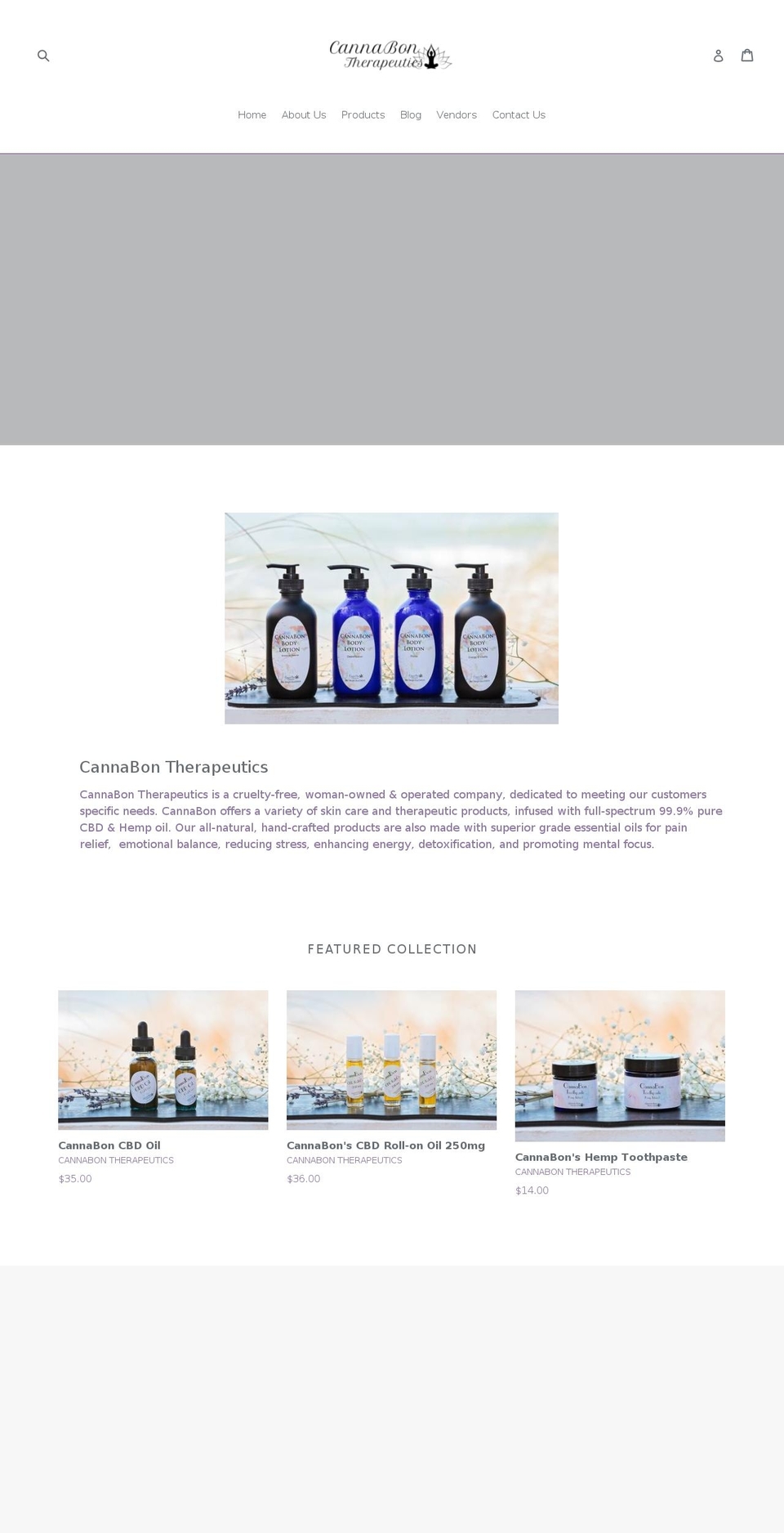cannabontherapeutics.com — Shopify storefront screenshot