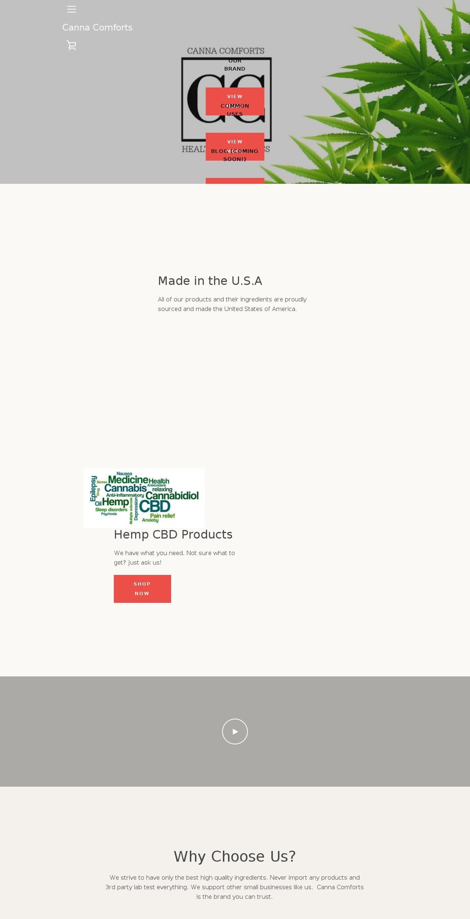 cannacomforts.com — Shopify storefront screenshot