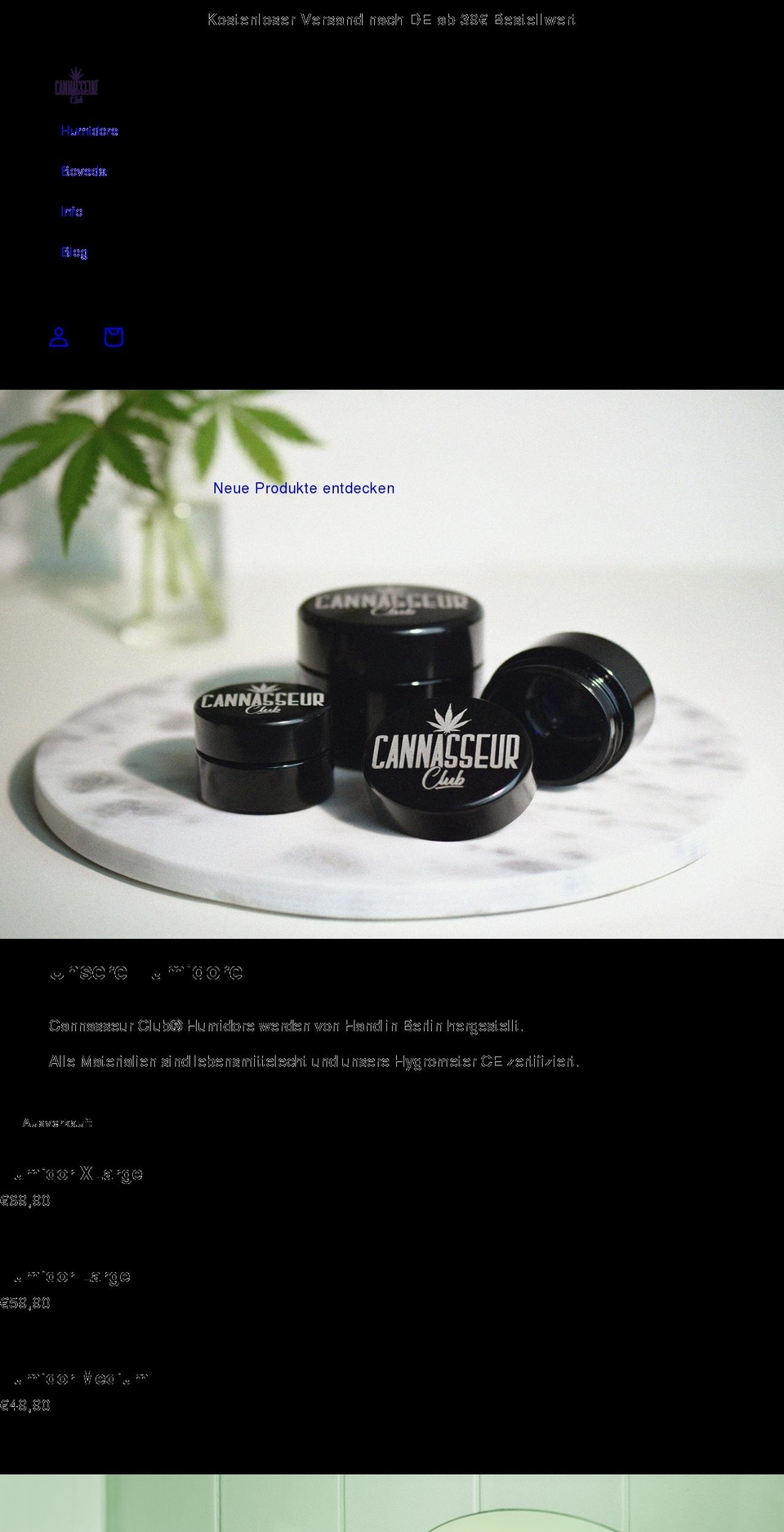 cannasseurclub.de shopify website screenshot