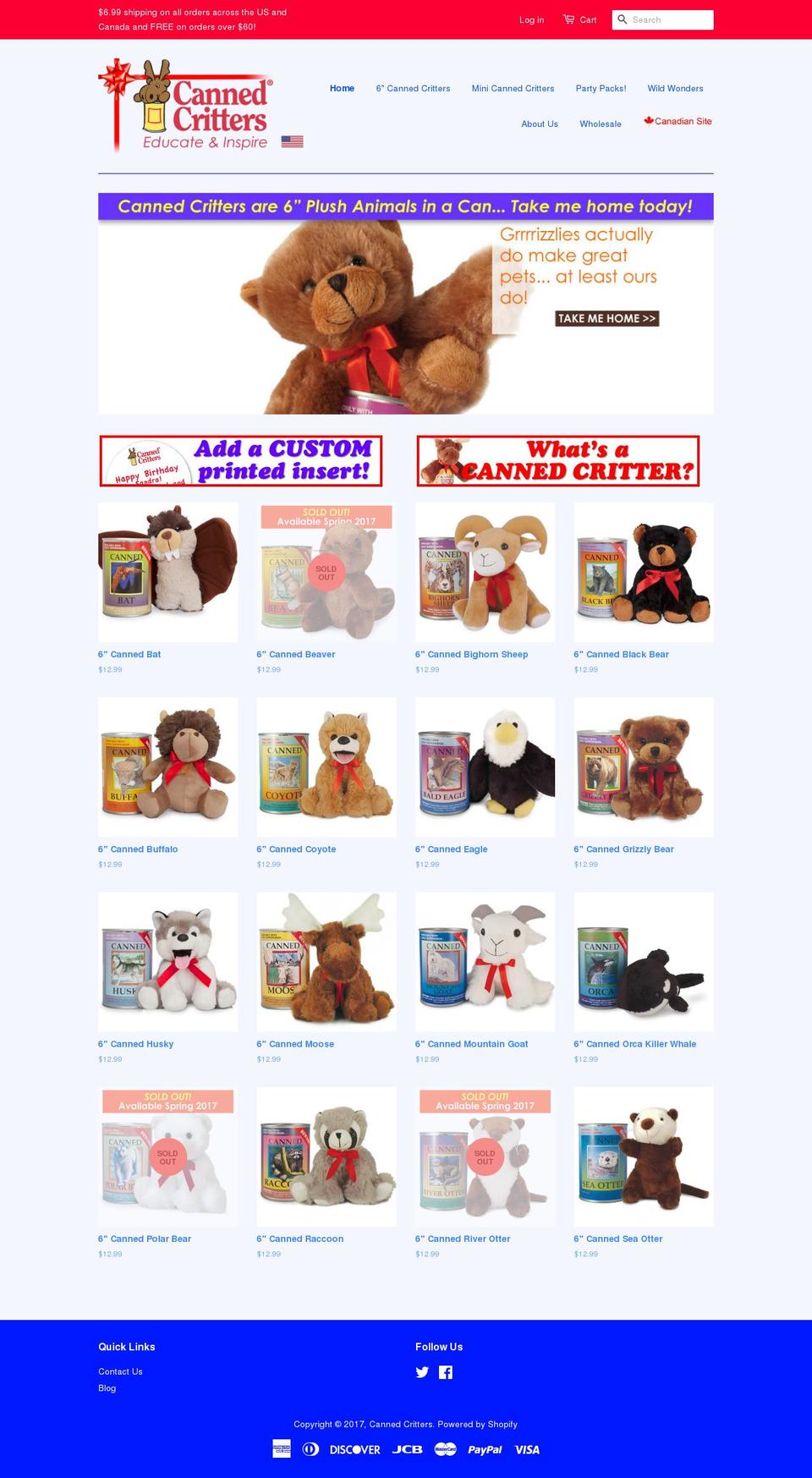 cannedcritters.com shopify website screenshot