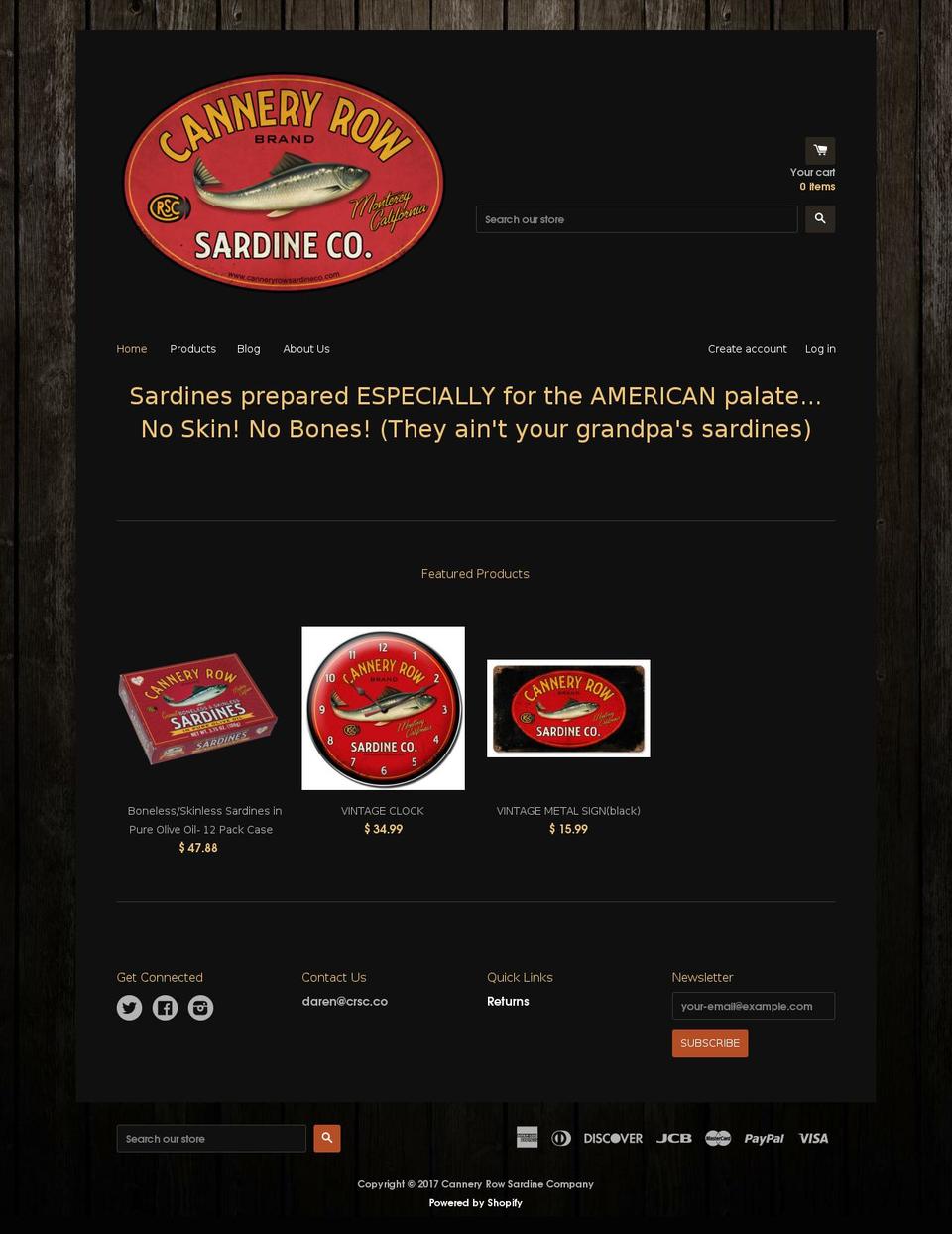 canneryrowsardineco.com shopify website screenshot