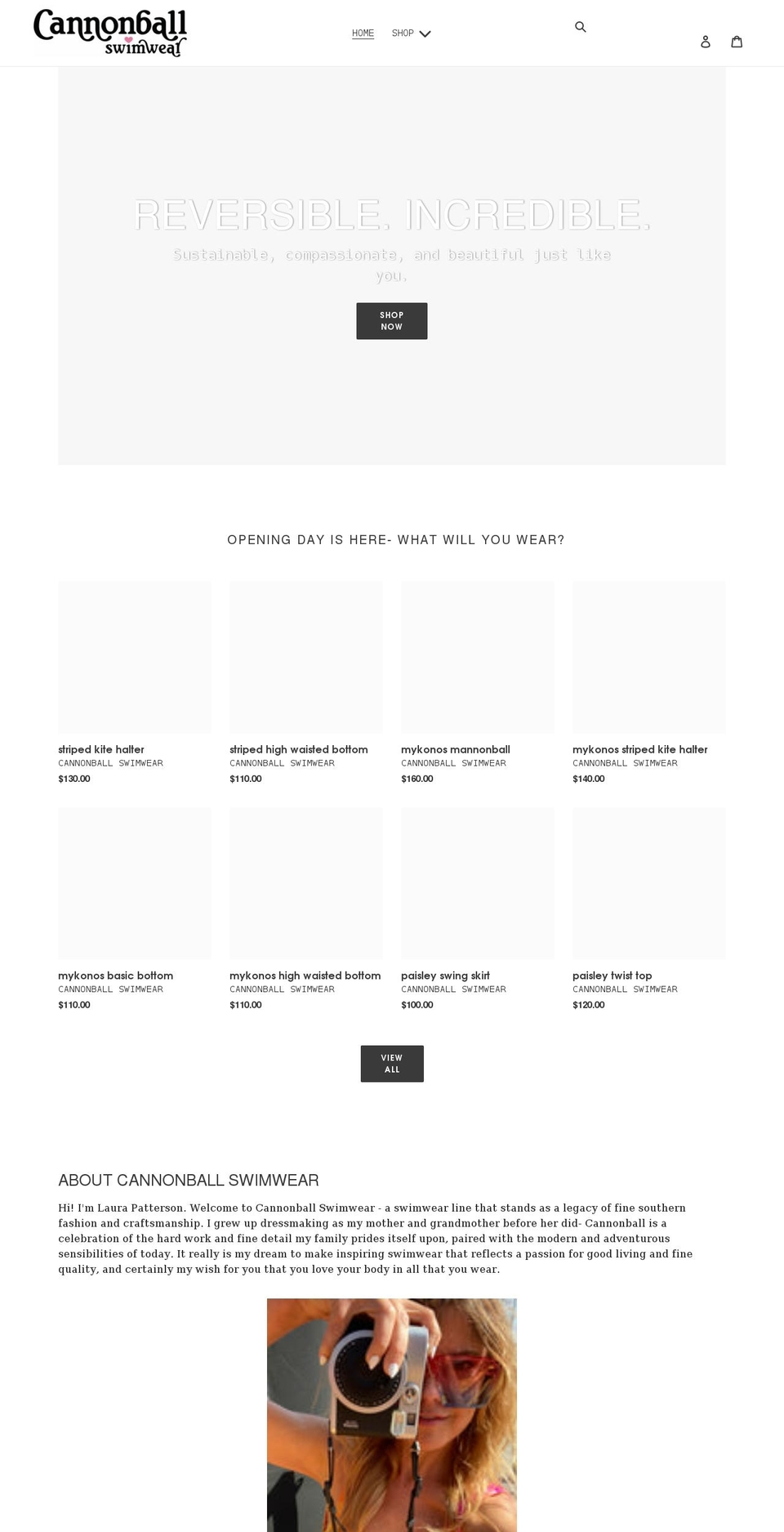 cannonballswimwear.com shopify website screenshot