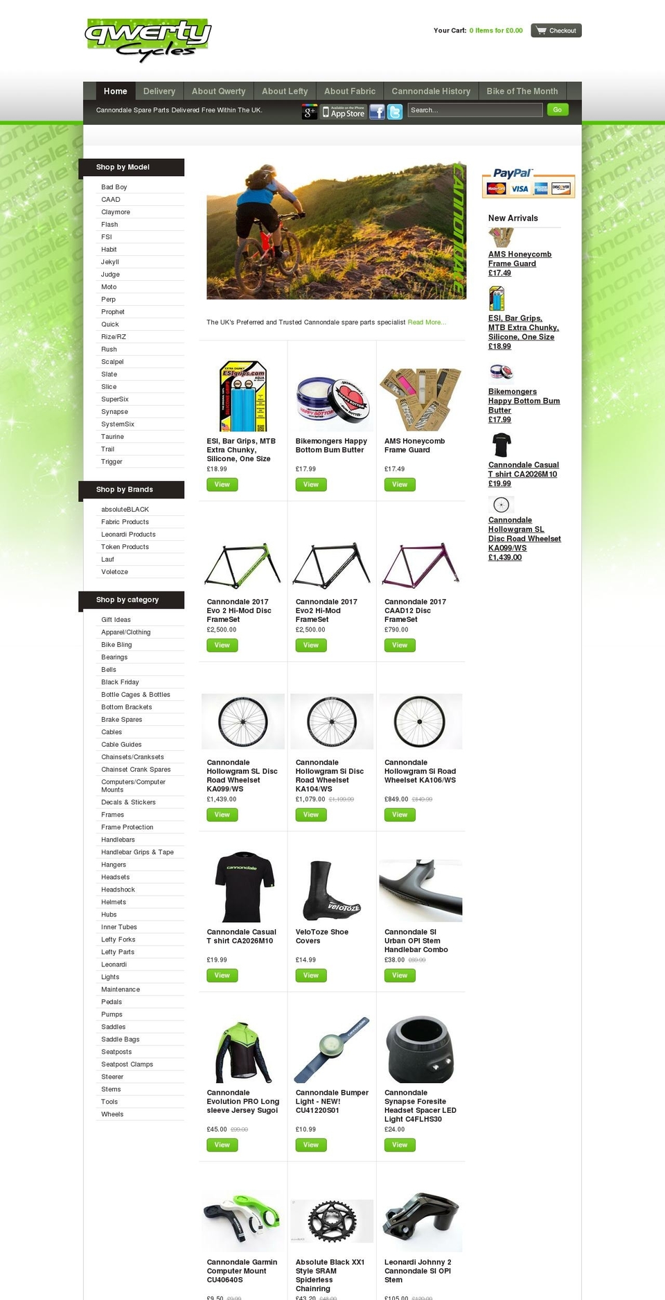 cannondale-parts.com shopify website screenshot