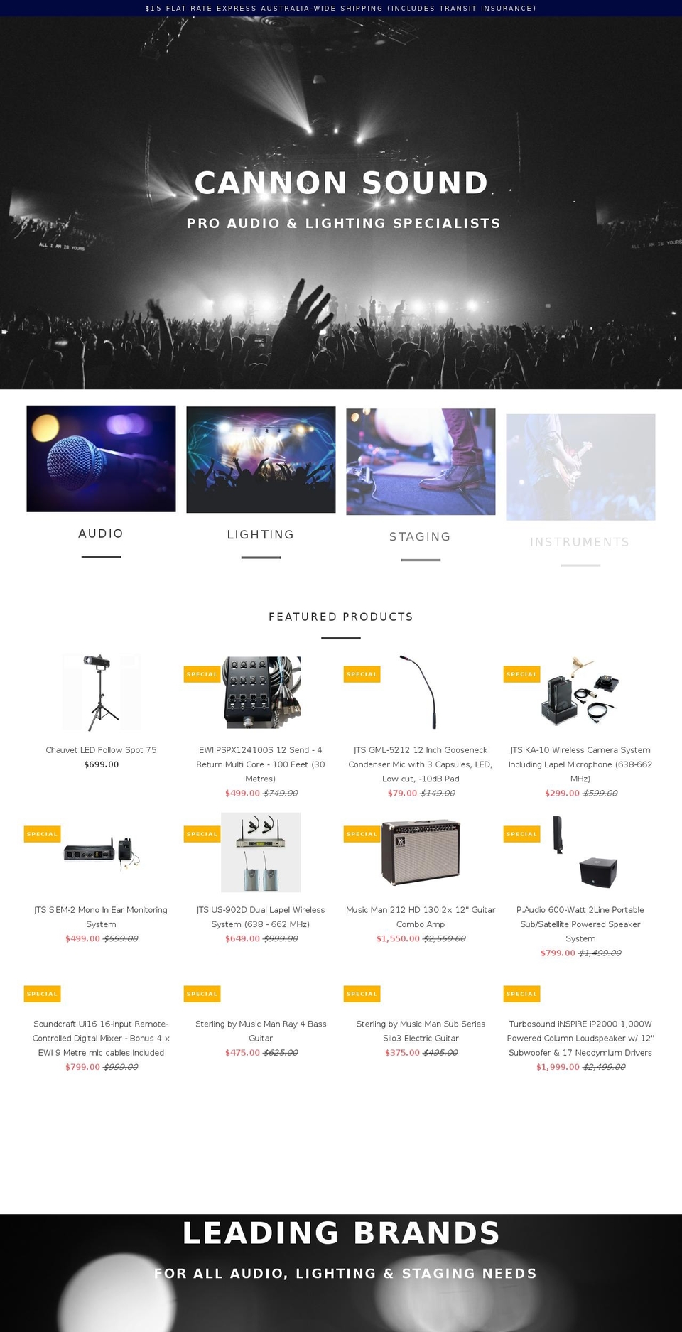 cannonsound.com.au shopify website screenshot