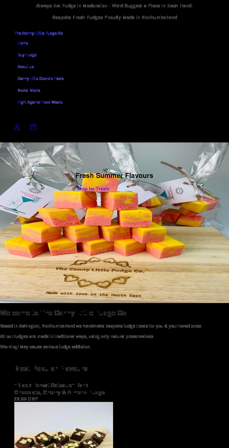 cannylittlefudge.com shopify website screenshot