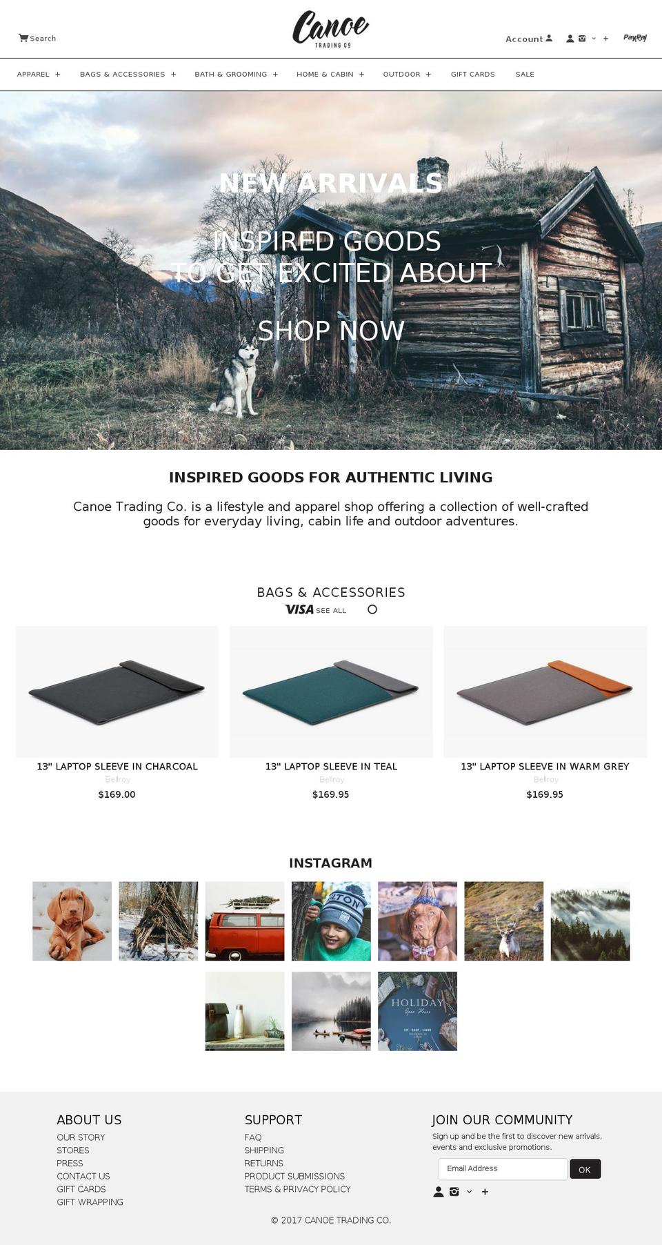 canoetradingco.com shopify website screenshot