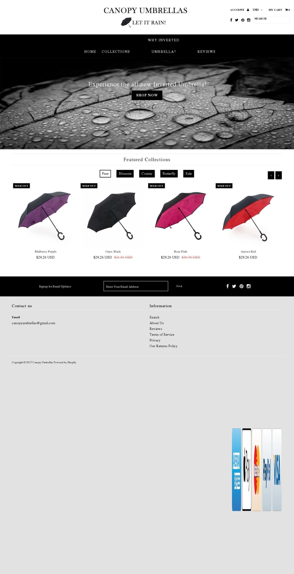 canopyumbrellas.com shopify website screenshot