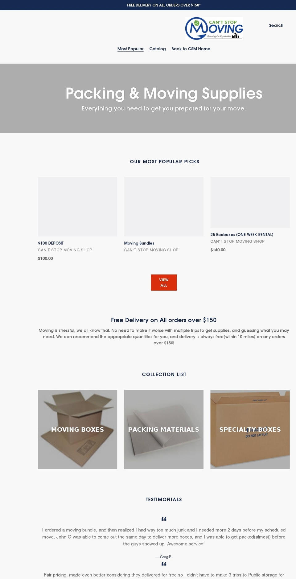 cant-stop-moving-shop.myshopify.com shopify website screenshot