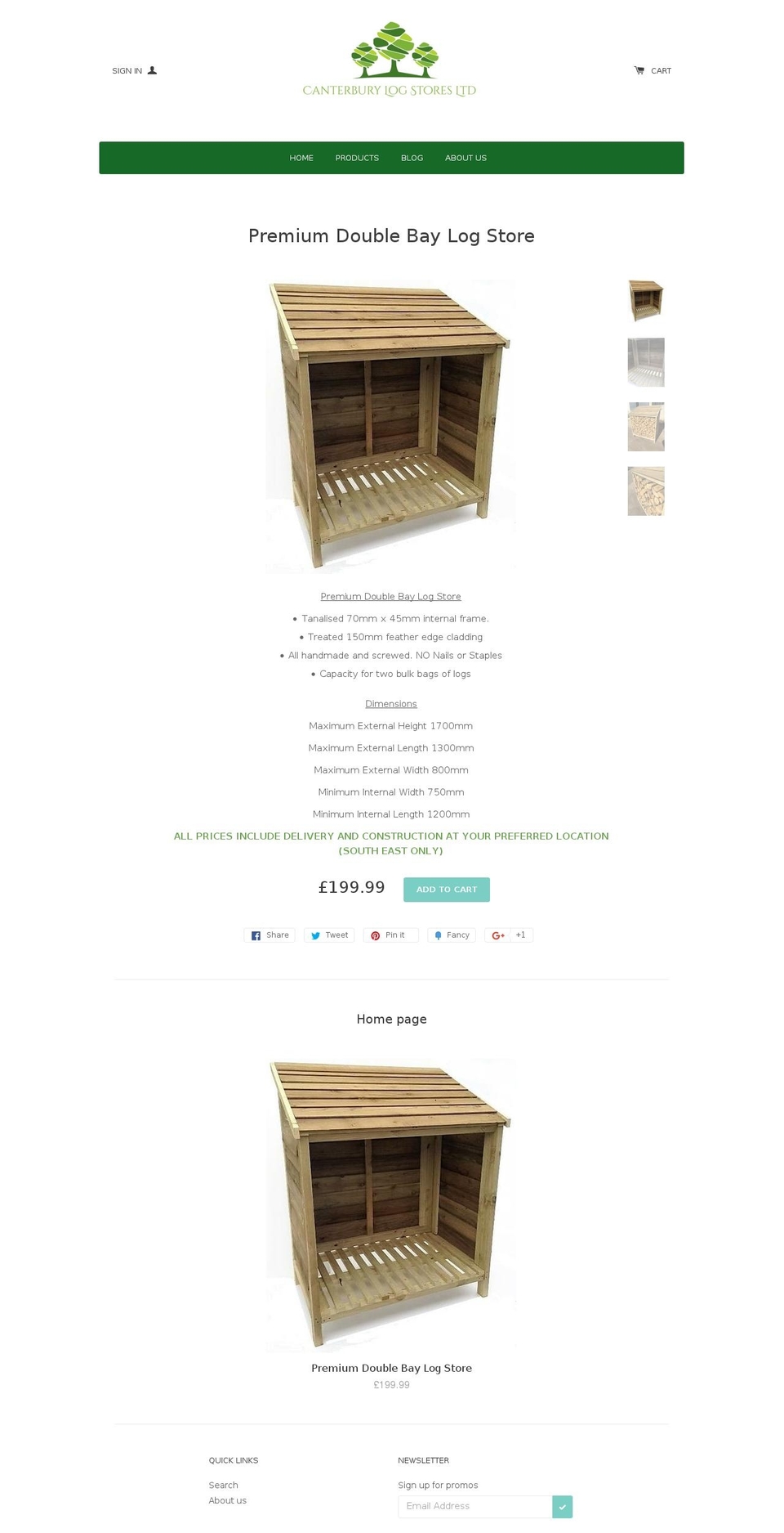 canterburylogstores.com shopify website screenshot