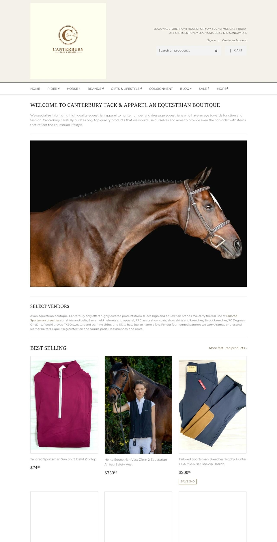 canterburytack.com — Shopify storefront screenshot