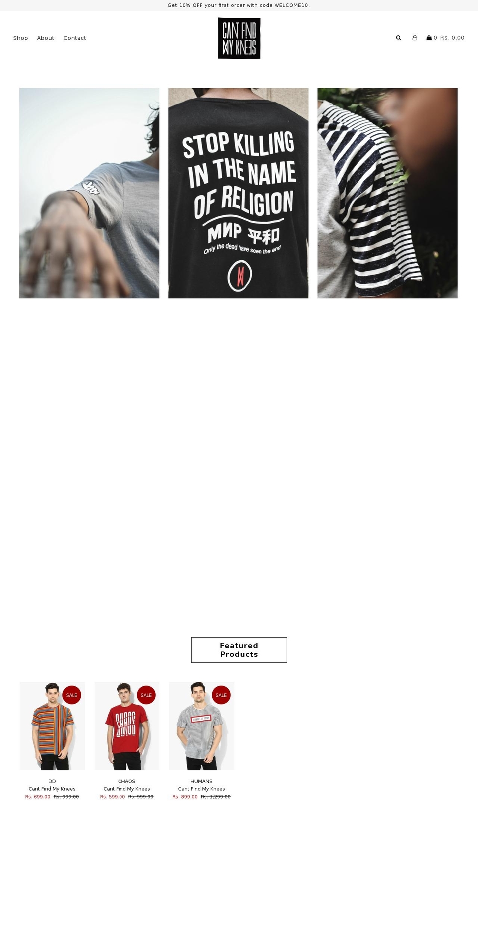 cantfindmyknees.com — Shopify storefront screenshot