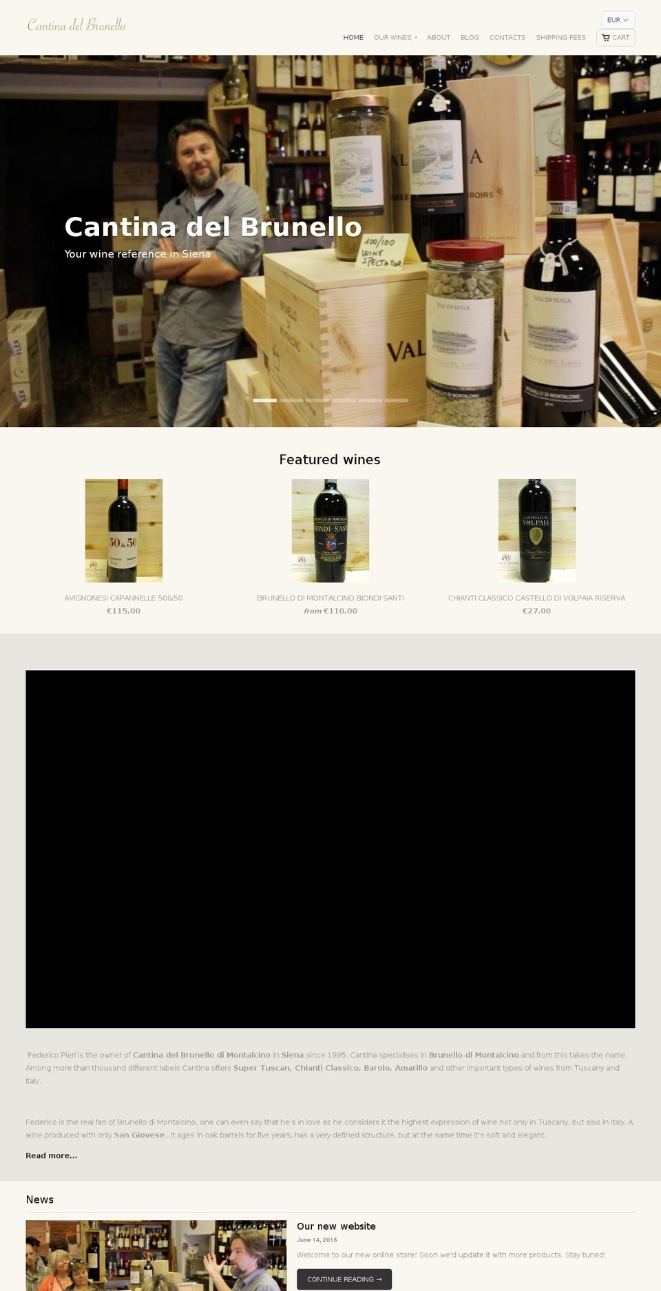 cantinadelbrunello.com — Shopify storefront screenshot