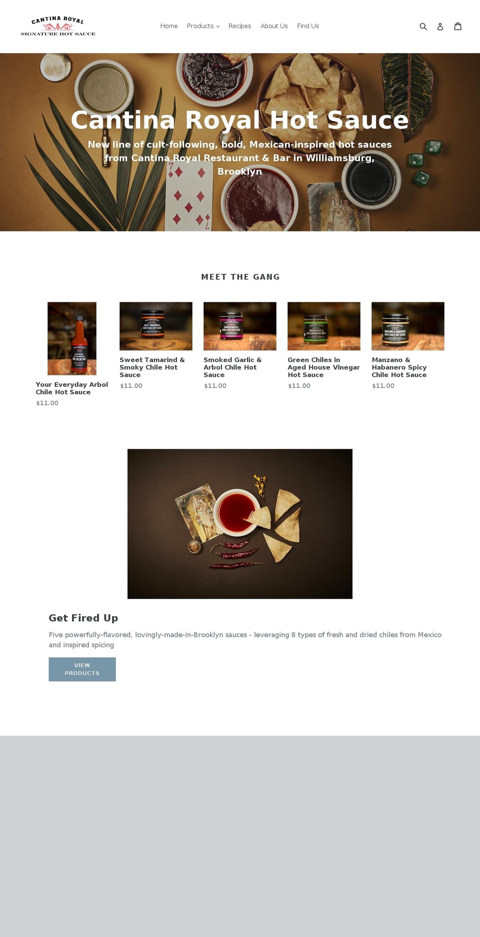 cantinaroyalhotsauce.com shopify website screenshot