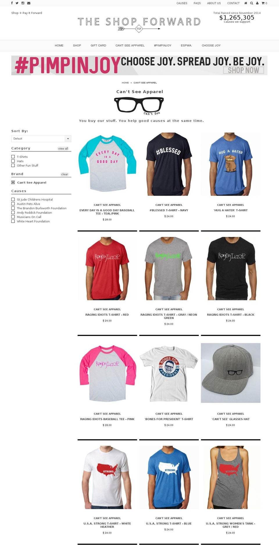 cantseeapparel.com shopify website screenshot