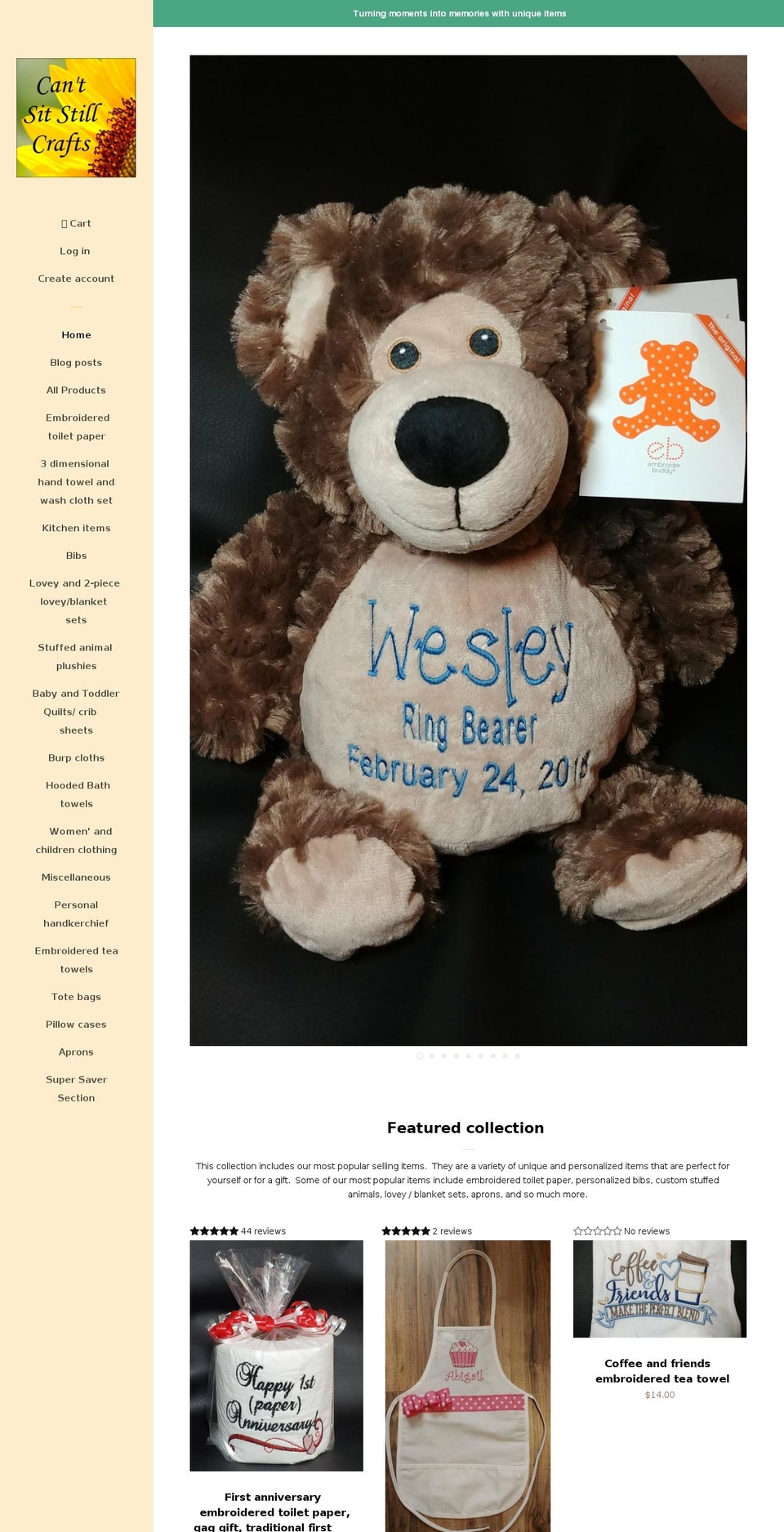 cantsitstillcrafts.com shopify website screenshot