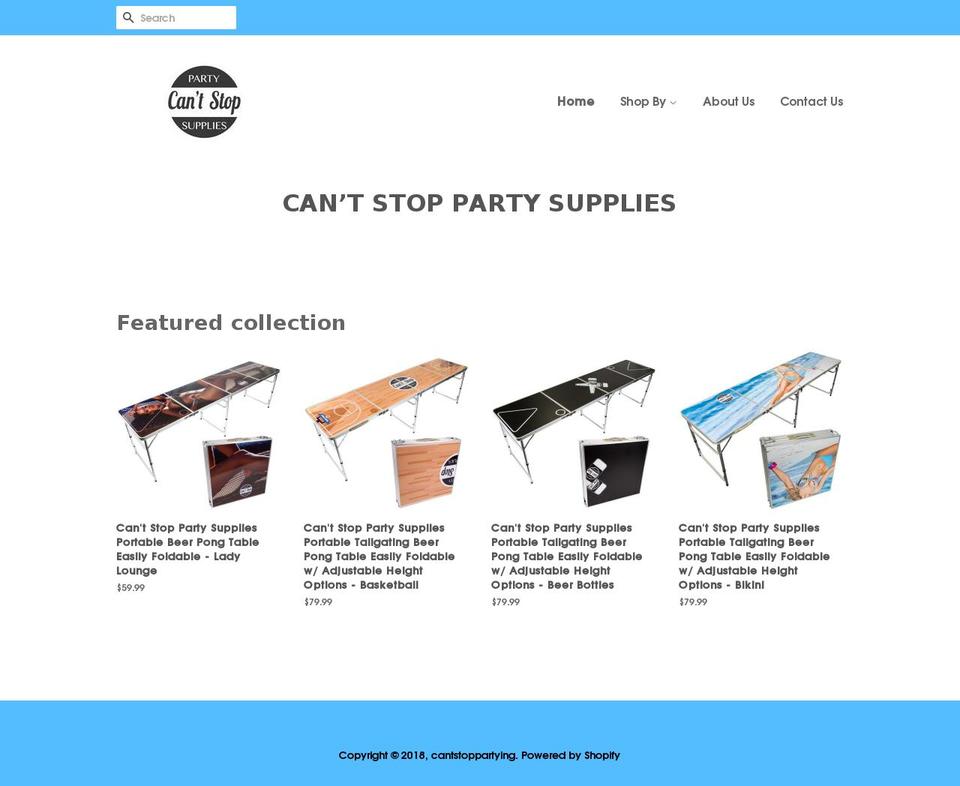 cantstoppartyingsupplies.com — Shopify storefront screenshot