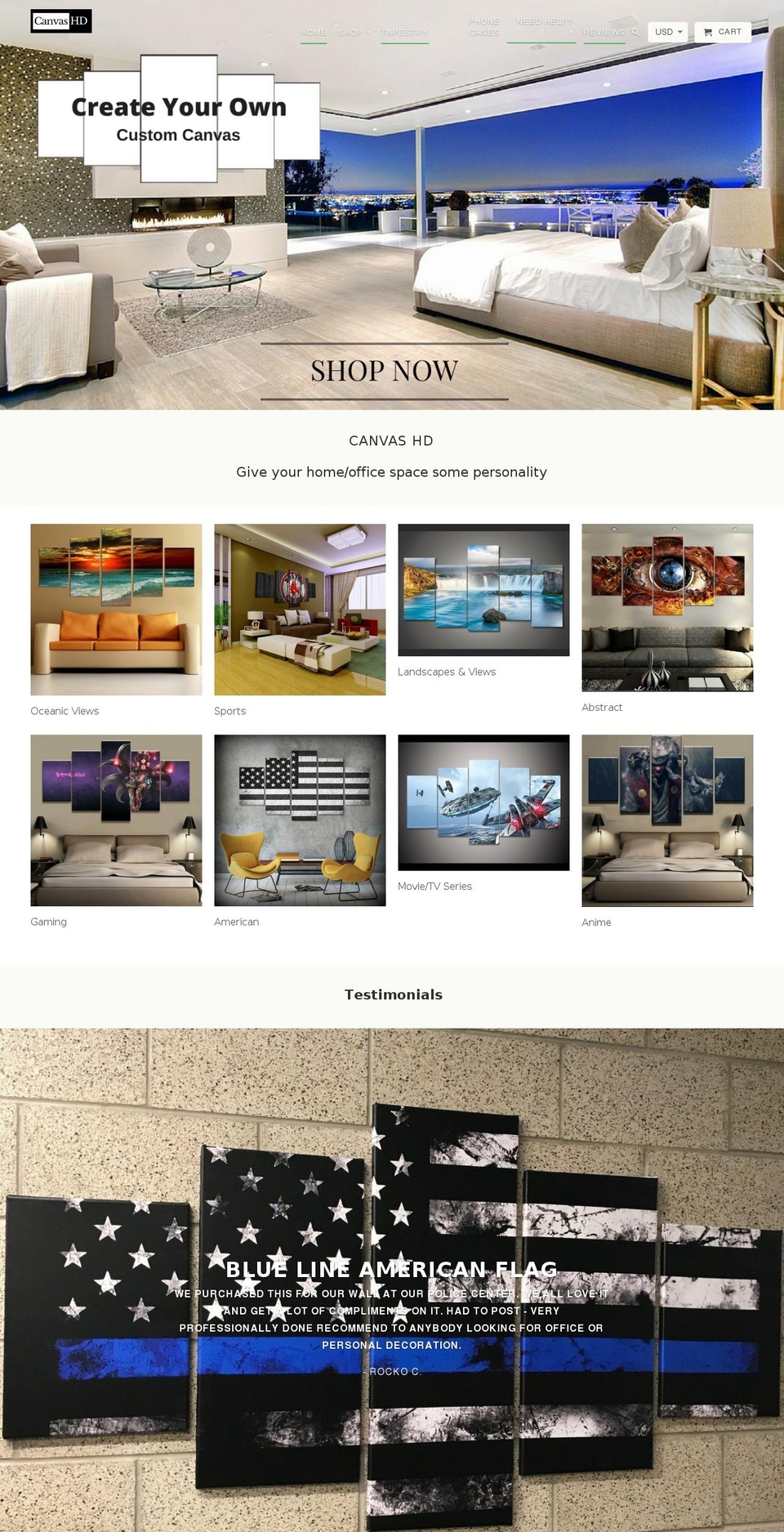canvas-hd.com — Shopify storefront screenshot