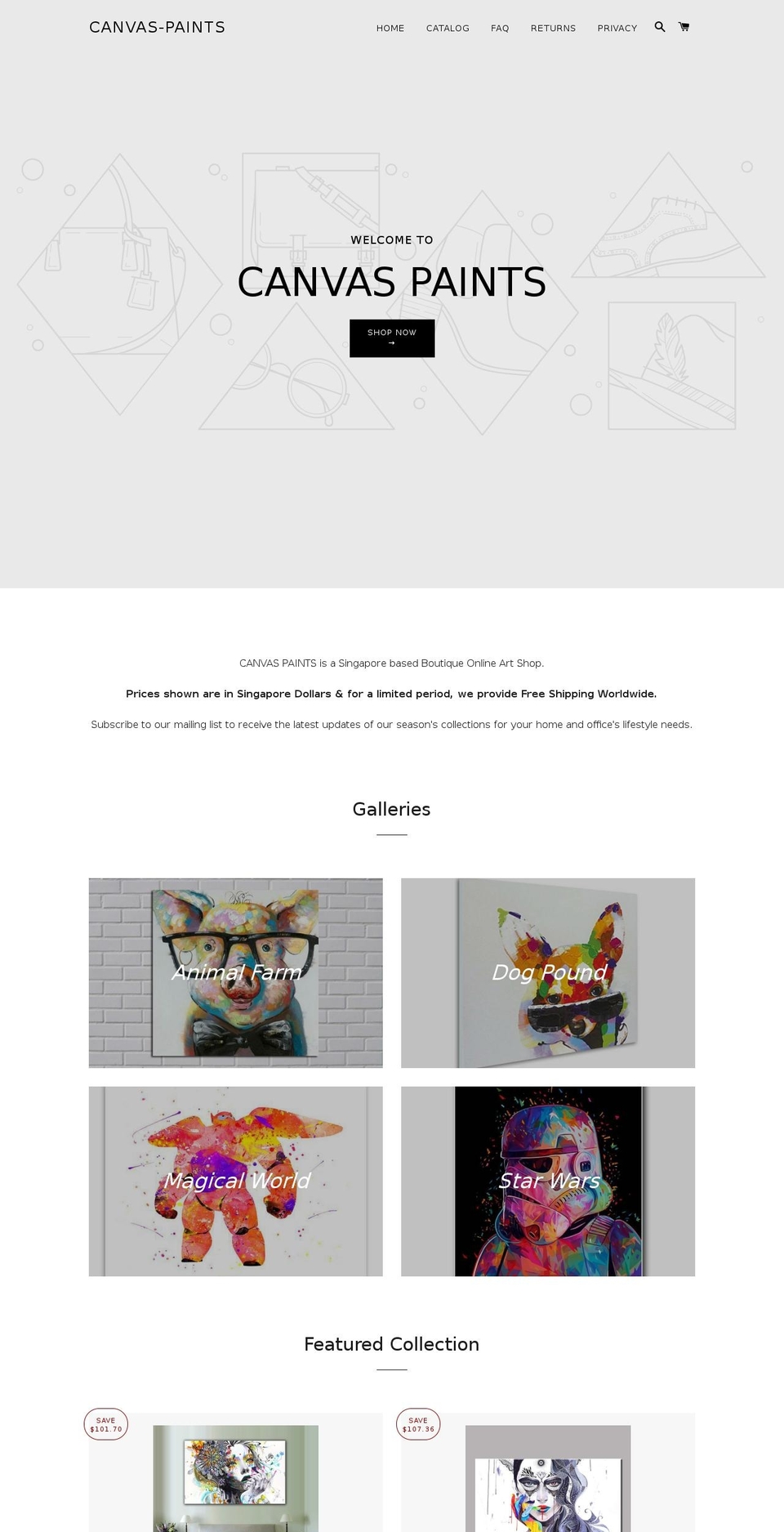 canvas-paints.com — Shopify storefront screenshot