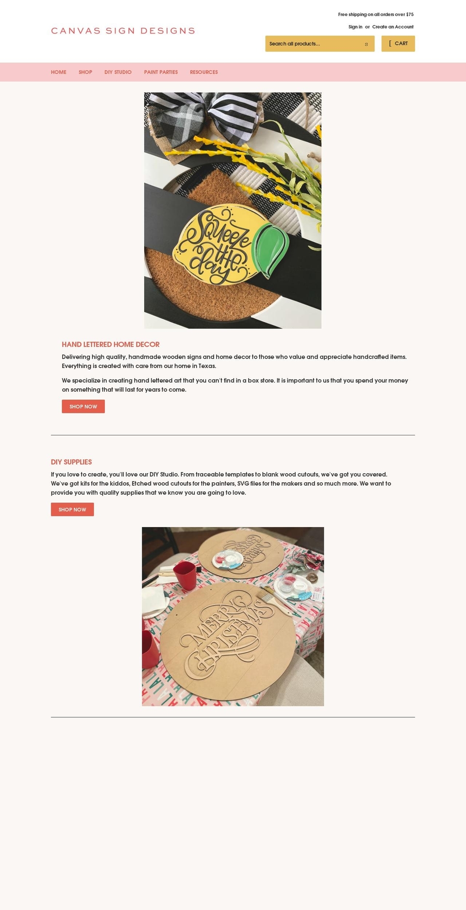 canvas-sign-designs.myshopify.com shopify website screenshot