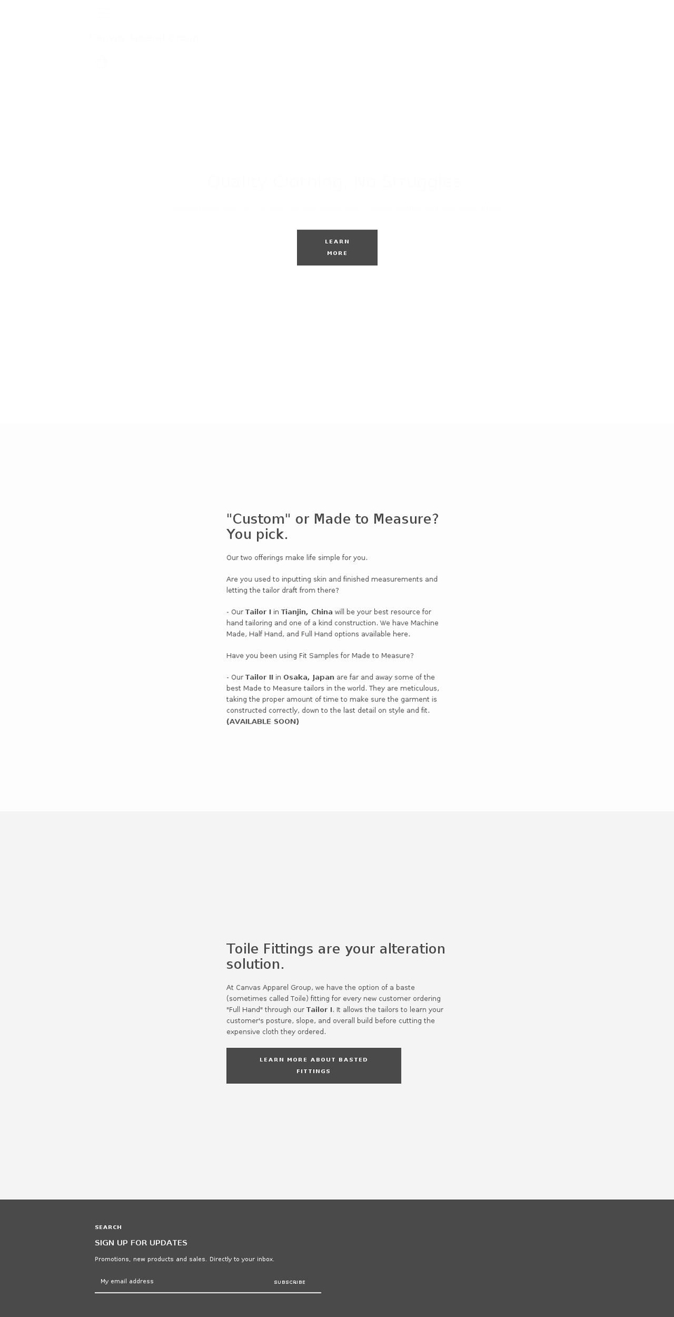 canvasapparelgroup.com shopify website screenshot