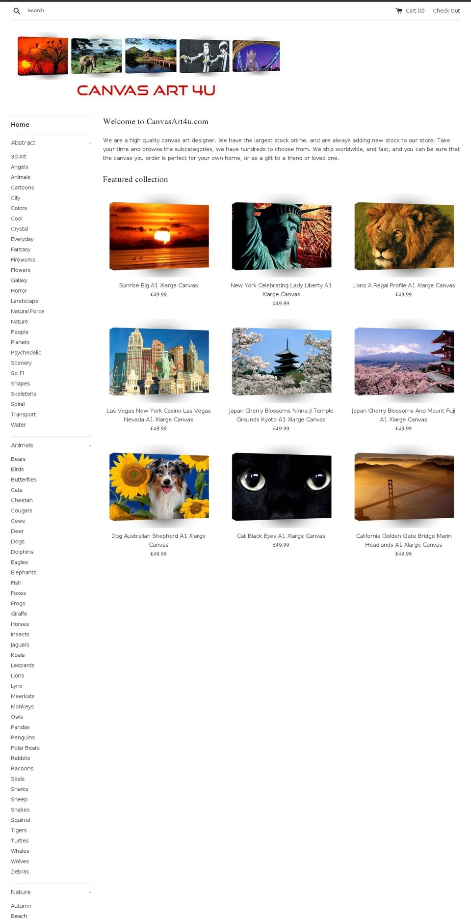 canvasart4u.com — Shopify storefront screenshot