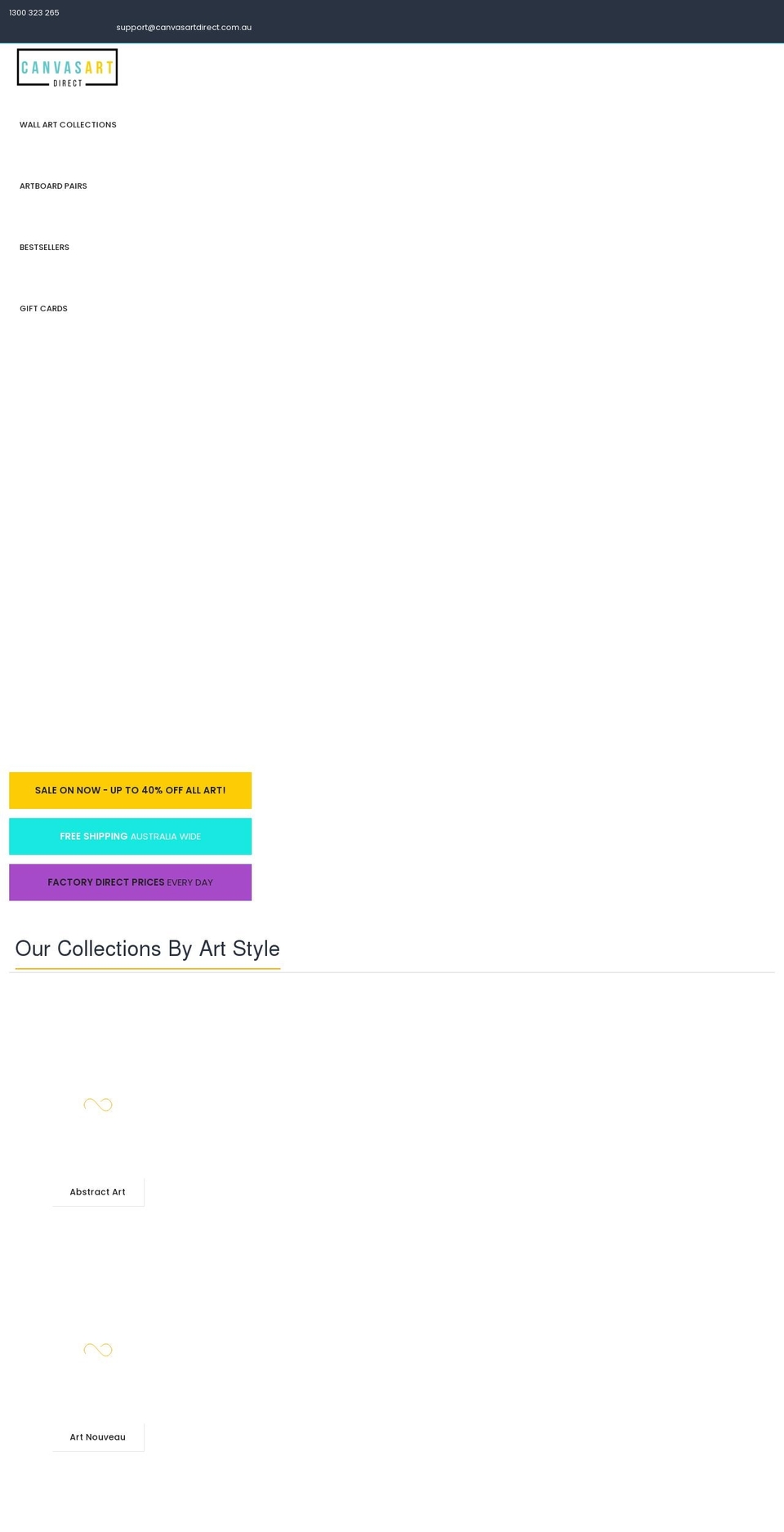 canvasartdirect.com.au shopify website screenshot