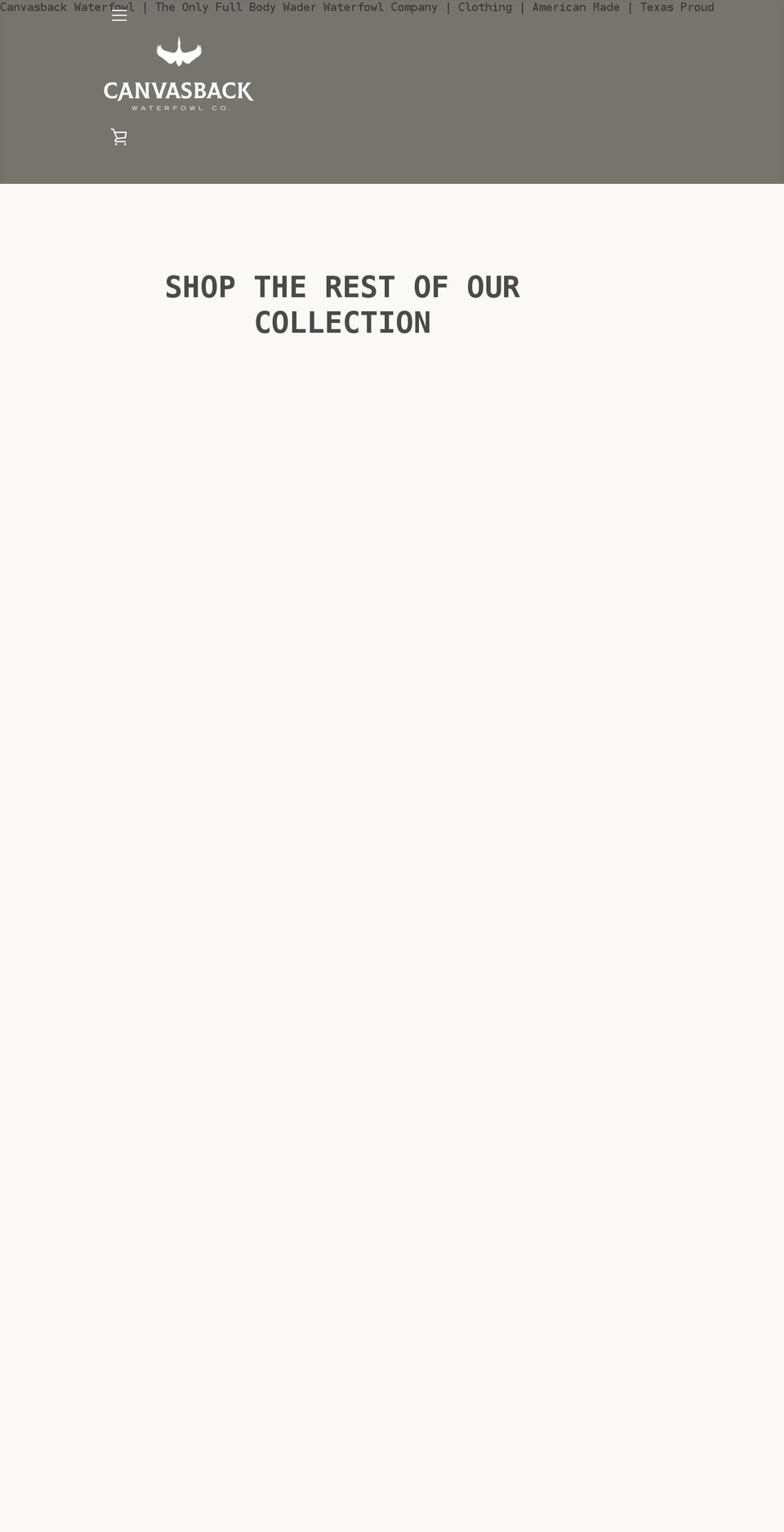 canvasbackwaterfowl.com shopify website screenshot