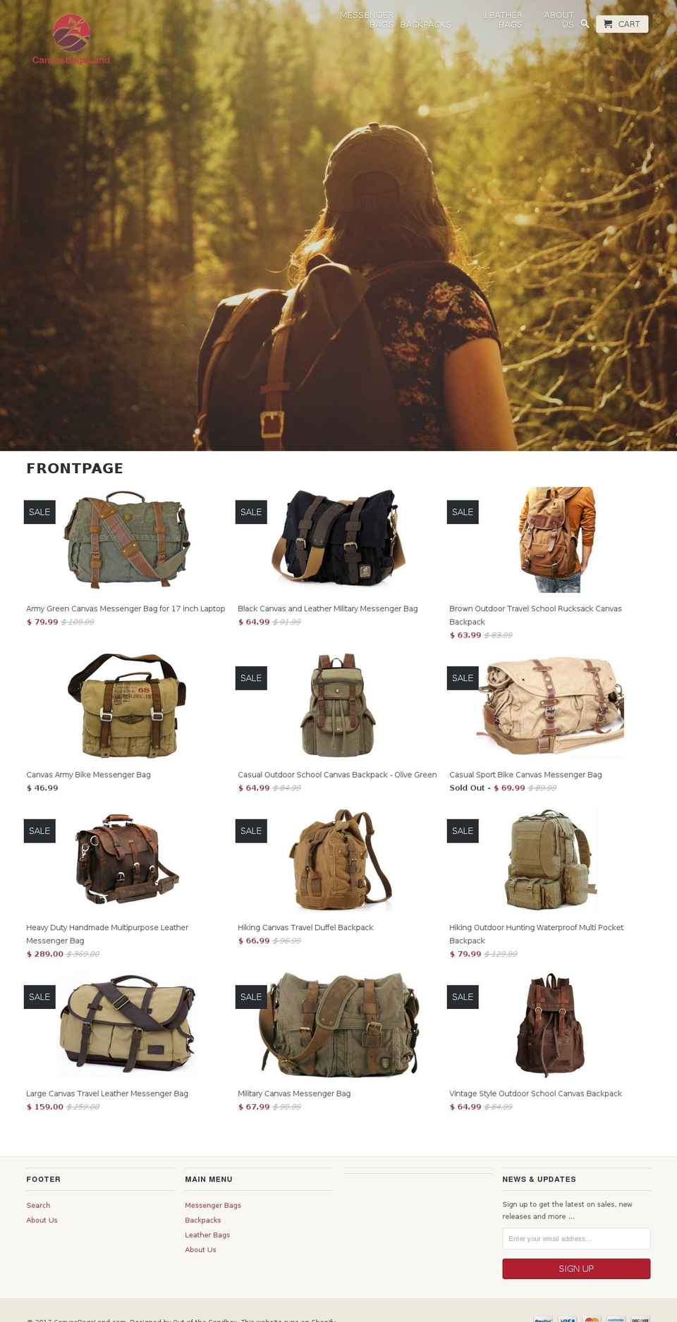 canvasbagsland.com shopify website screenshot