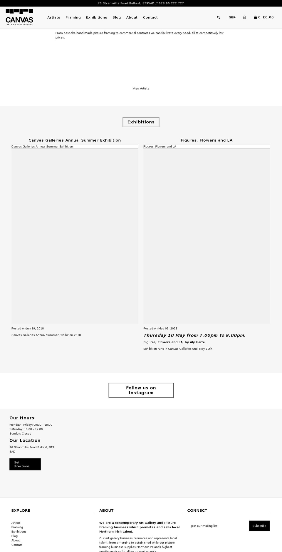 canvasgalleries.com shopify website screenshot
