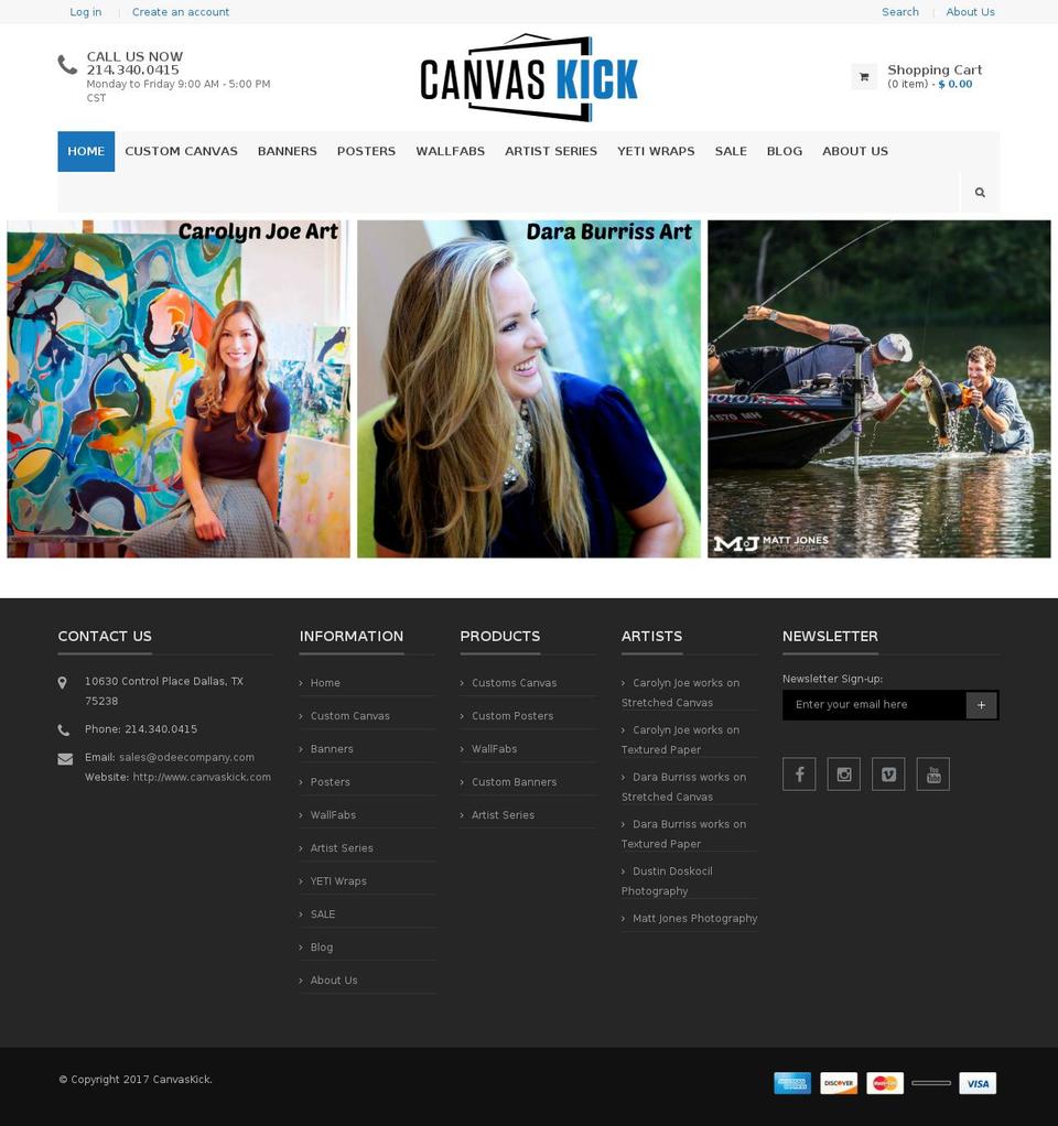 canvaskick.com shopify website screenshot