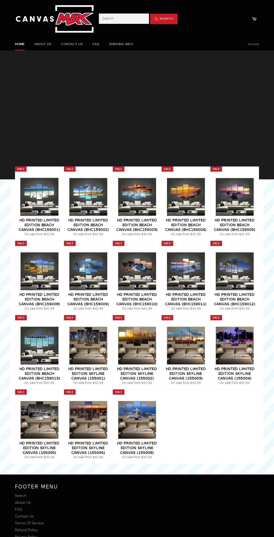 Raj Theme Shopify theme site example canvasmax.com