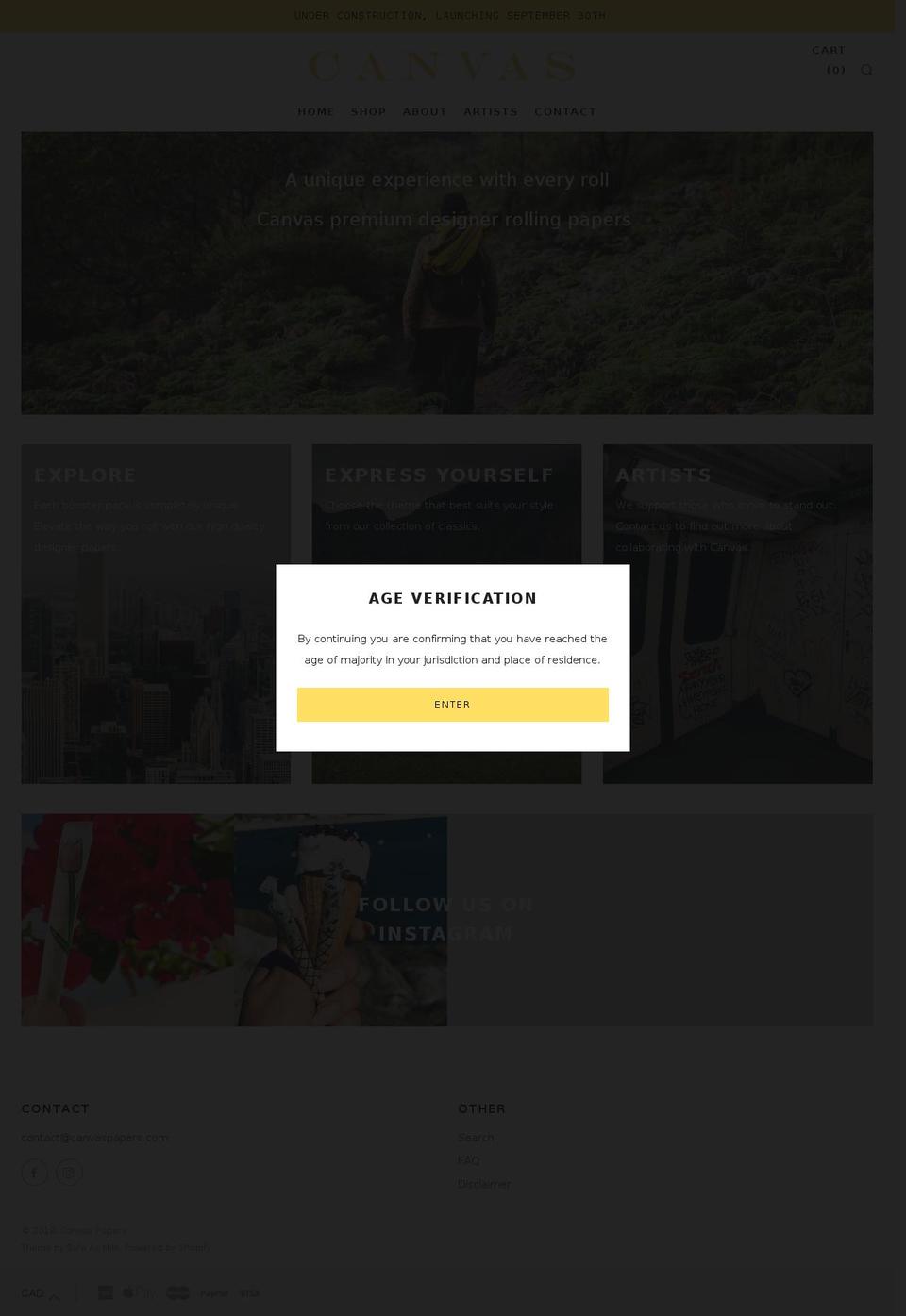 canvaspapers.com shopify website screenshot