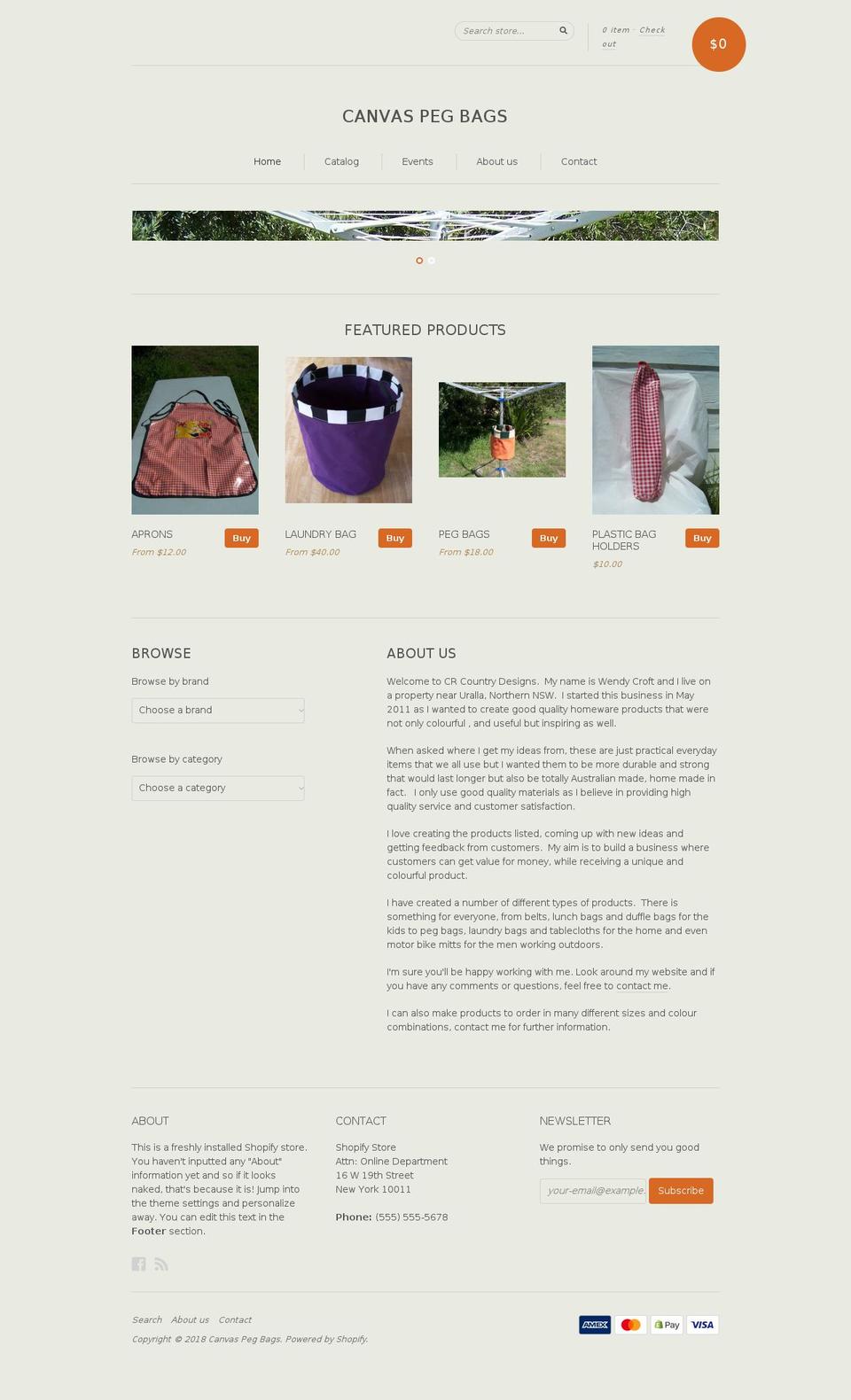 canvaspegbags.com shopify website screenshot