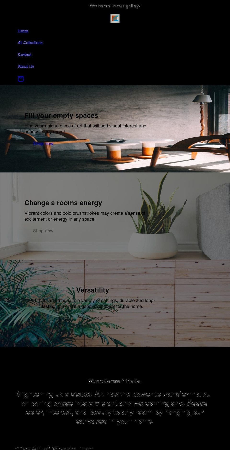 canvasprintcompany.com shopify website screenshot