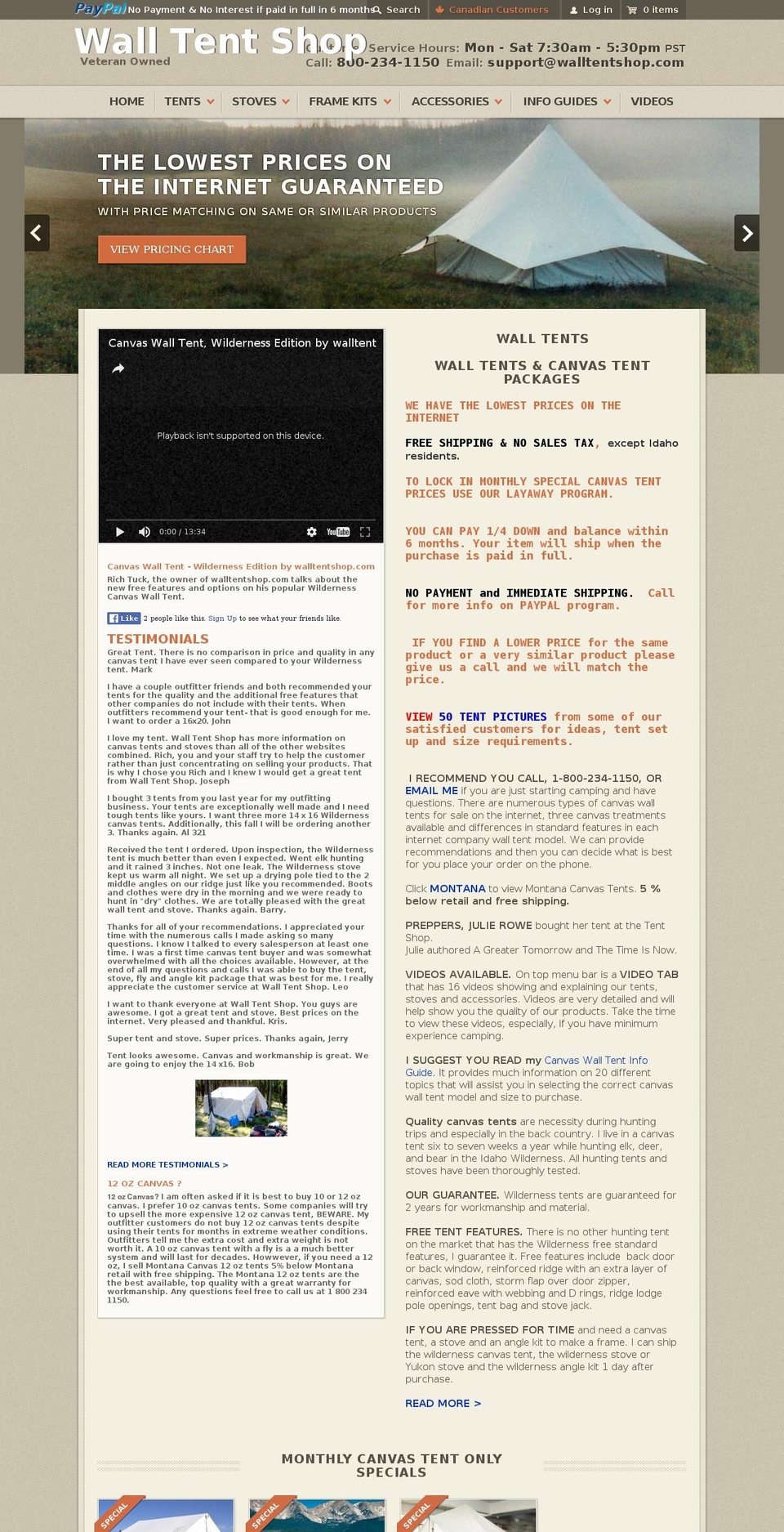 canvastentshop.com shopify website screenshot