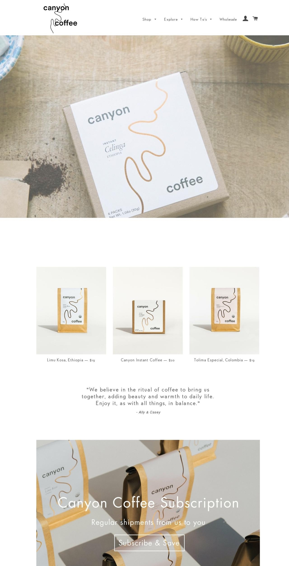 canyoncoffee.co shopify website screenshot