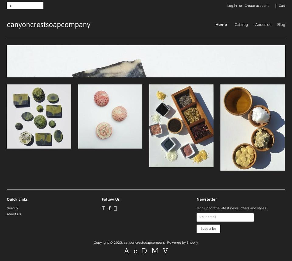 canyoncrestsoapcompany.com — Shopify storefront screenshot