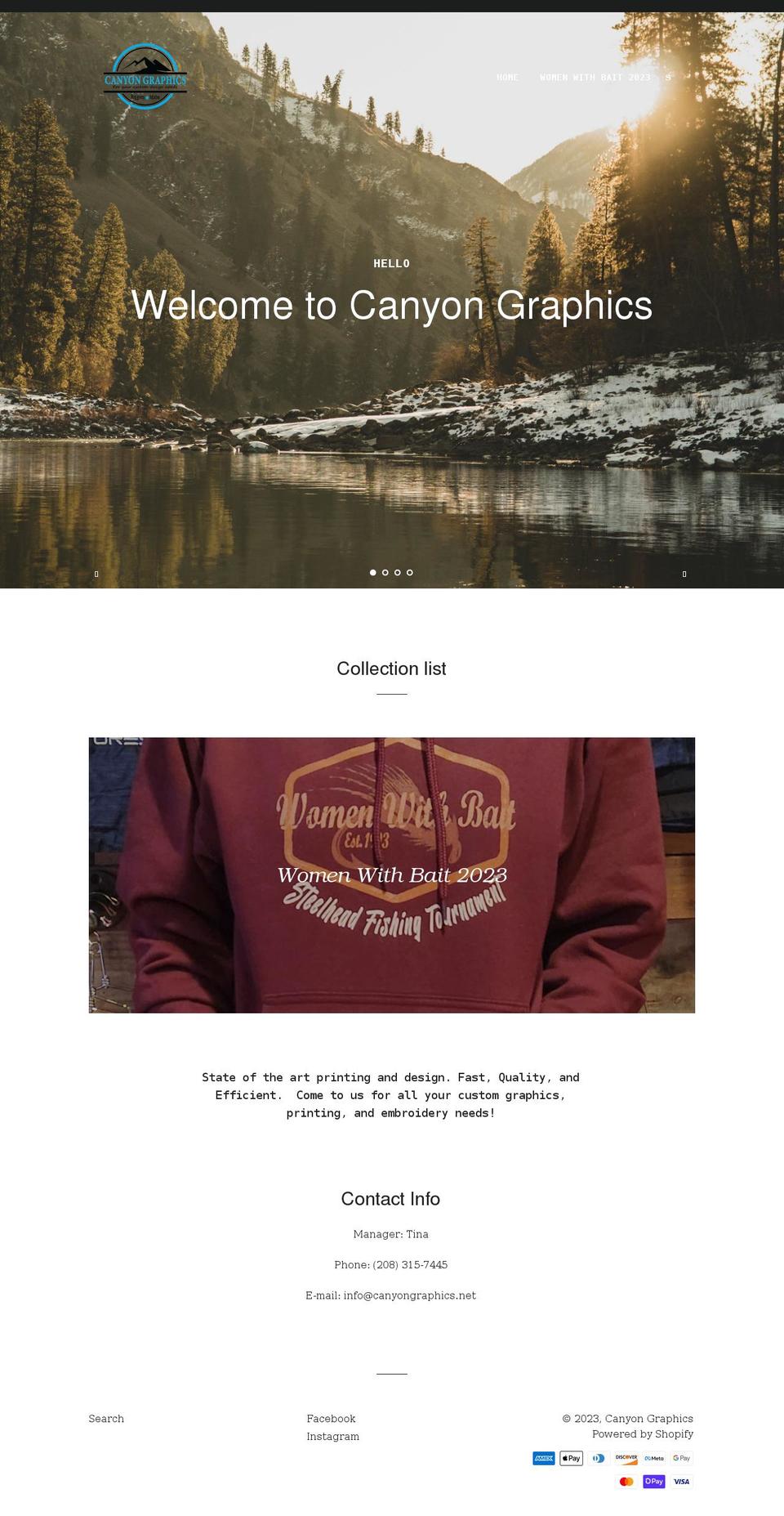 canyongraphics.net shopify website screenshot