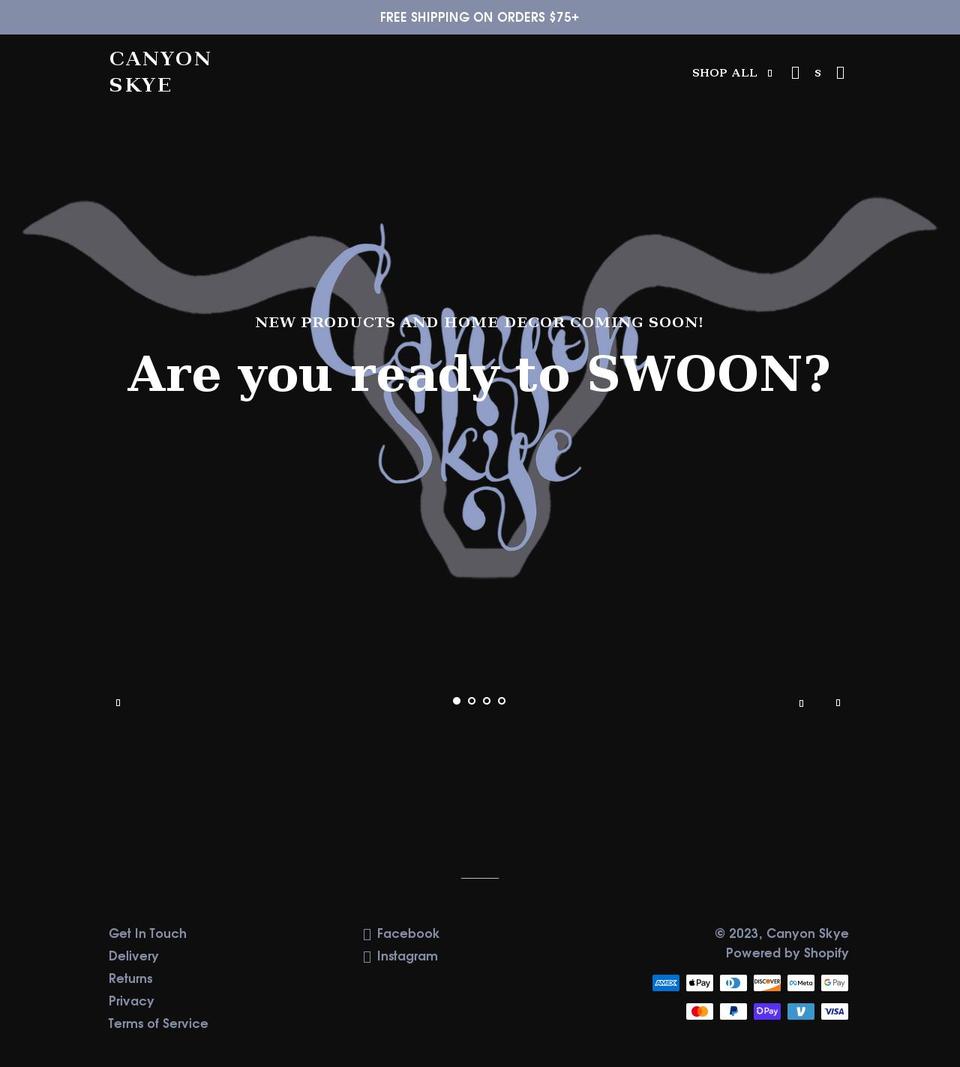 canyonskye.com shopify website screenshot