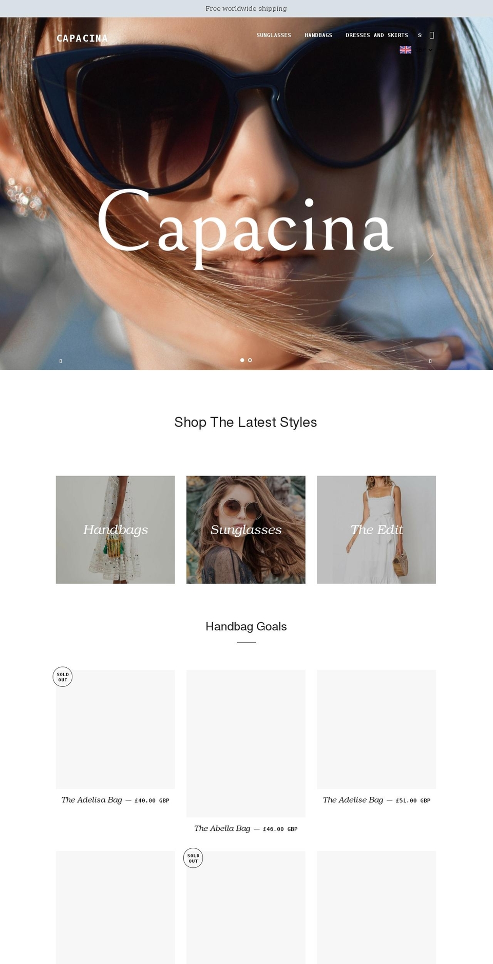 capacina.com shopify website screenshot