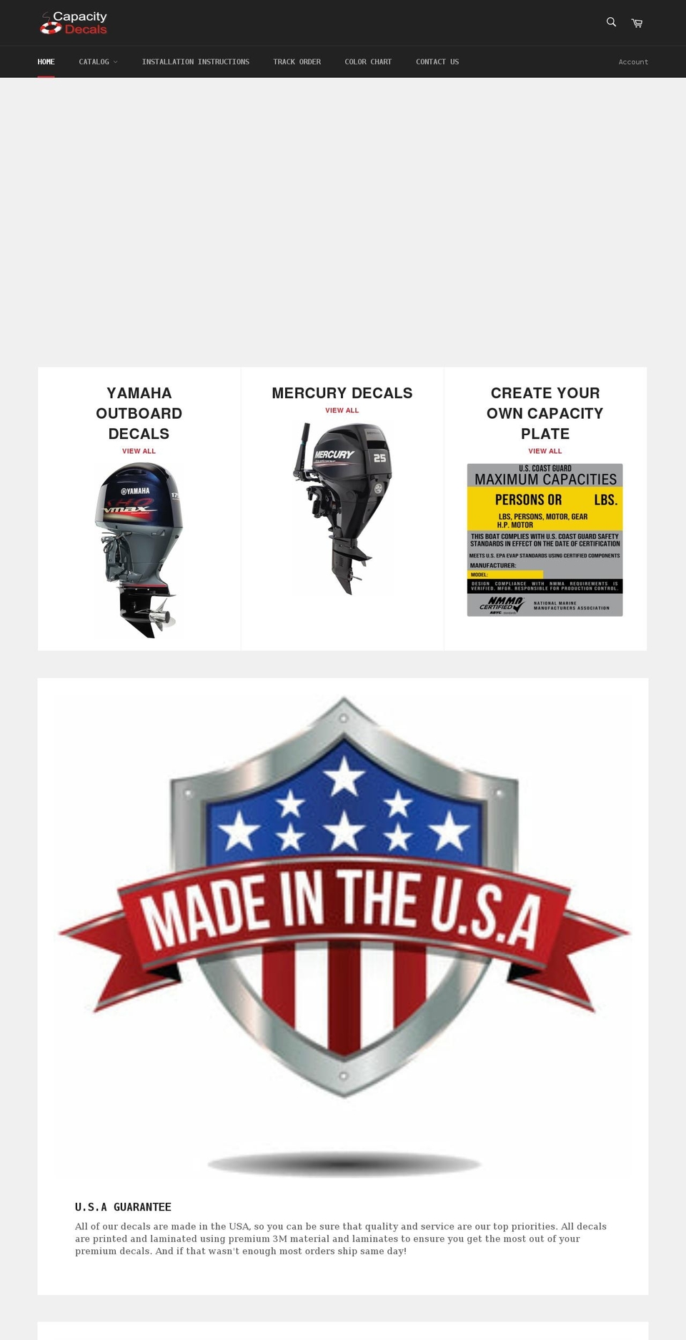 capacitydecals.com shopify website screenshot