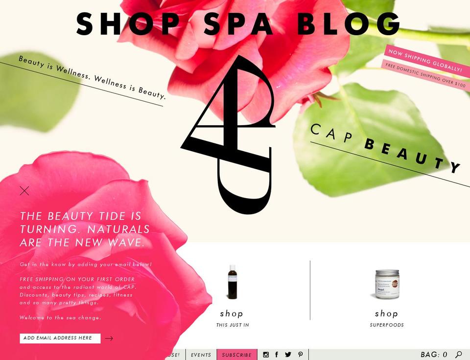 main Shopify theme site example capbeauty.com