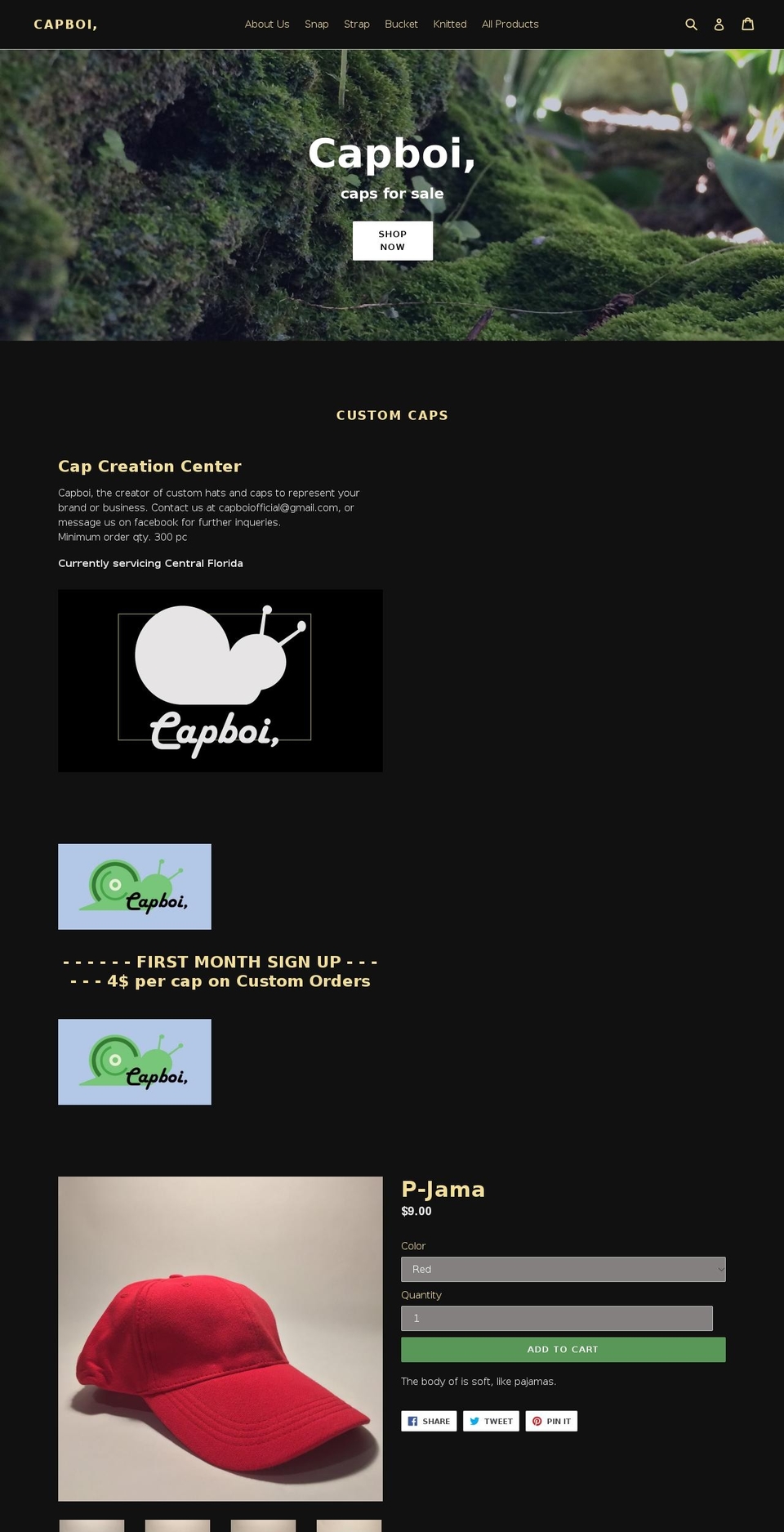 Birch Shopify theme site example capboi.com