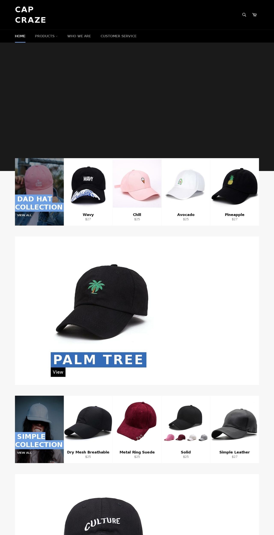 capcraze.com — Shopify storefront screenshot