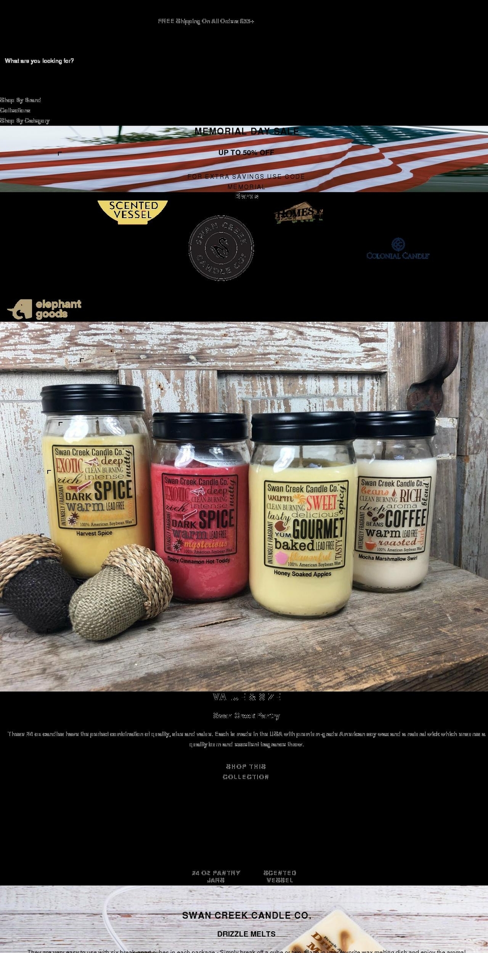 capecandle.com shopify website screenshot