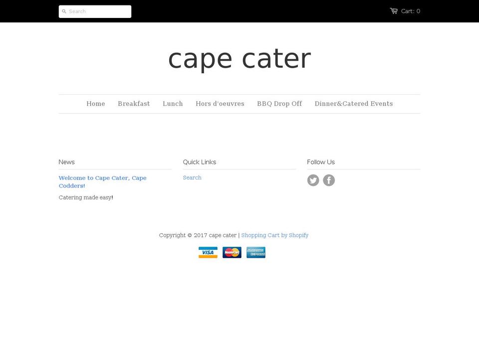 capecater.com shopify website screenshot